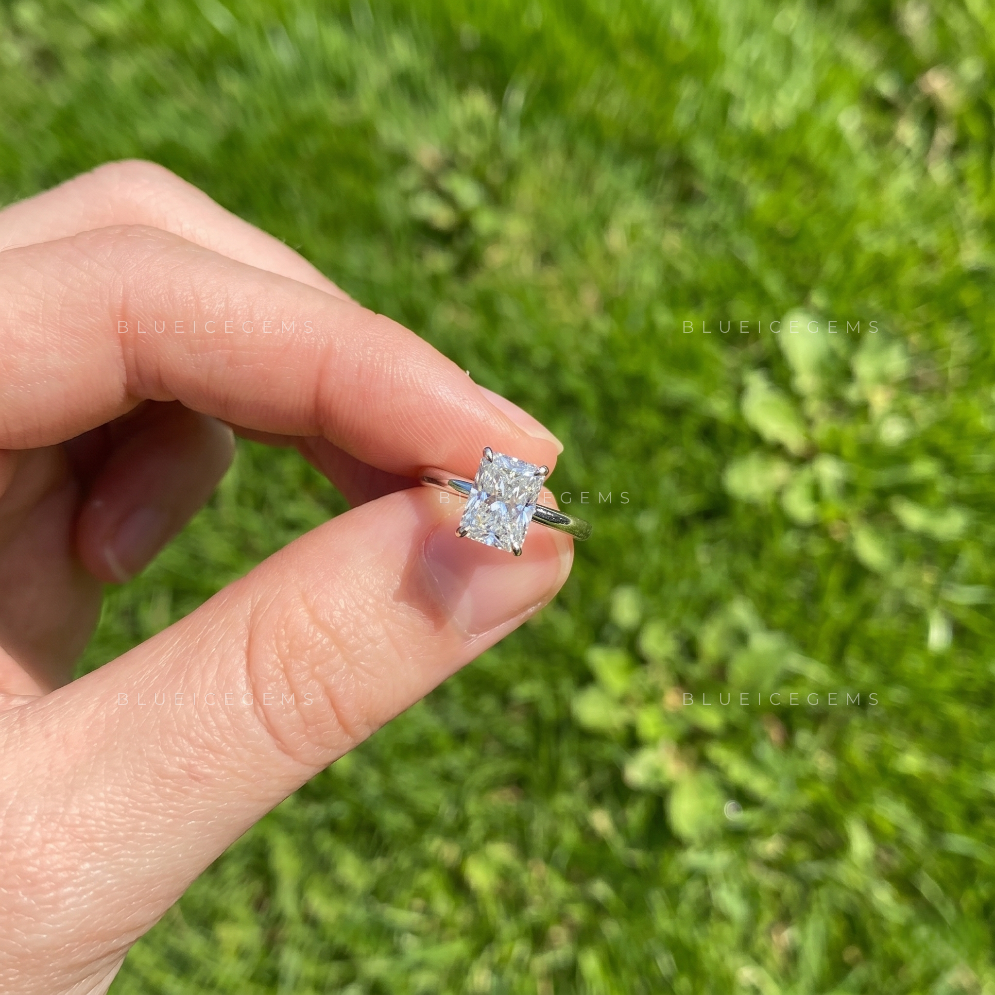 Captivating Brilliance Radiant Cut Solitaire Engagement Ring Classic Minimalist Anniversary Band