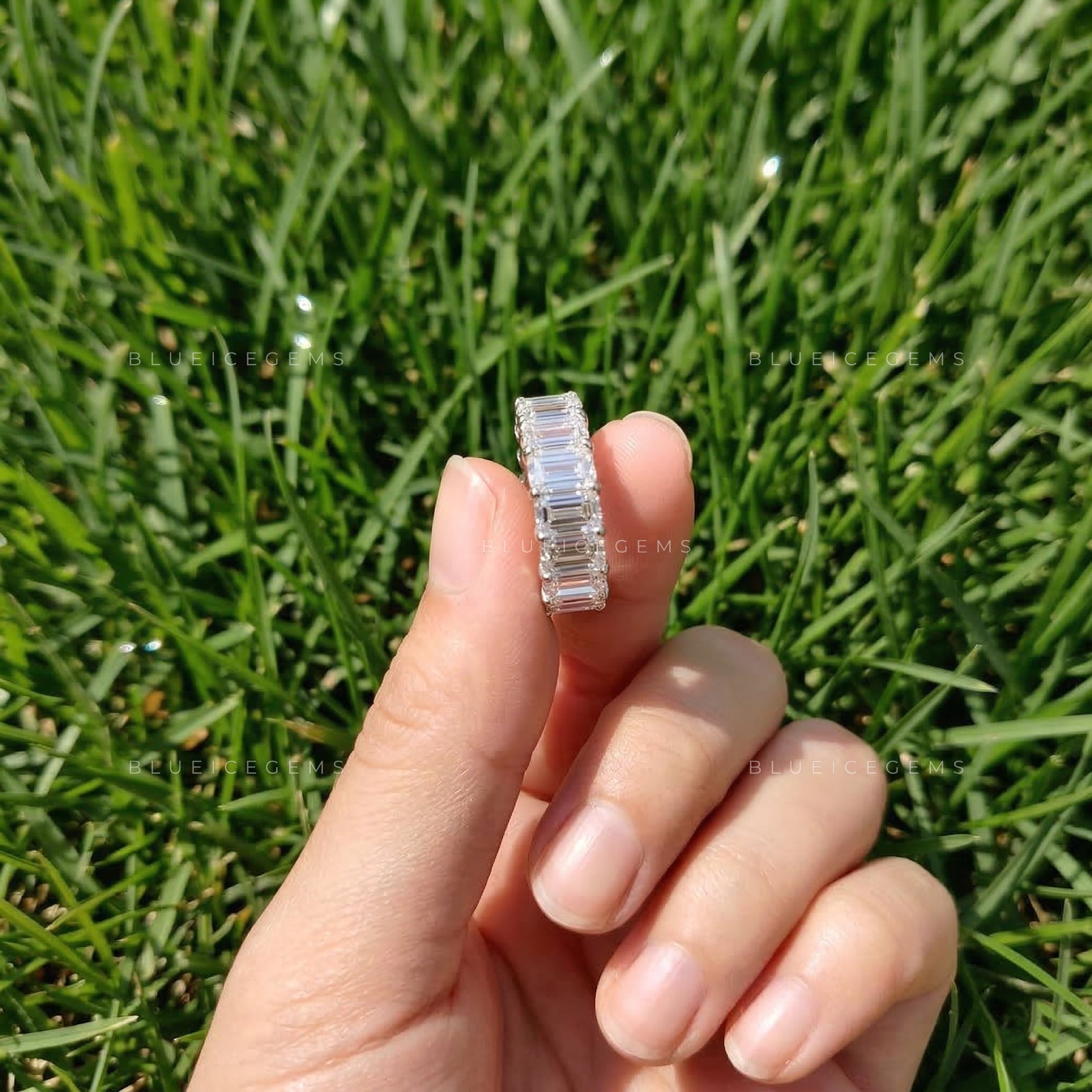 Infinite Radiance Emerald Cut Eternity Band