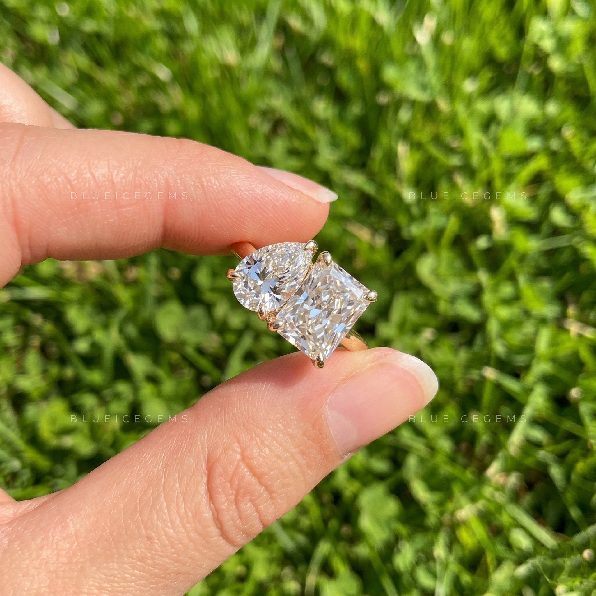 Luminous Elegance Radiant Cut Three Stone Engagement Ring