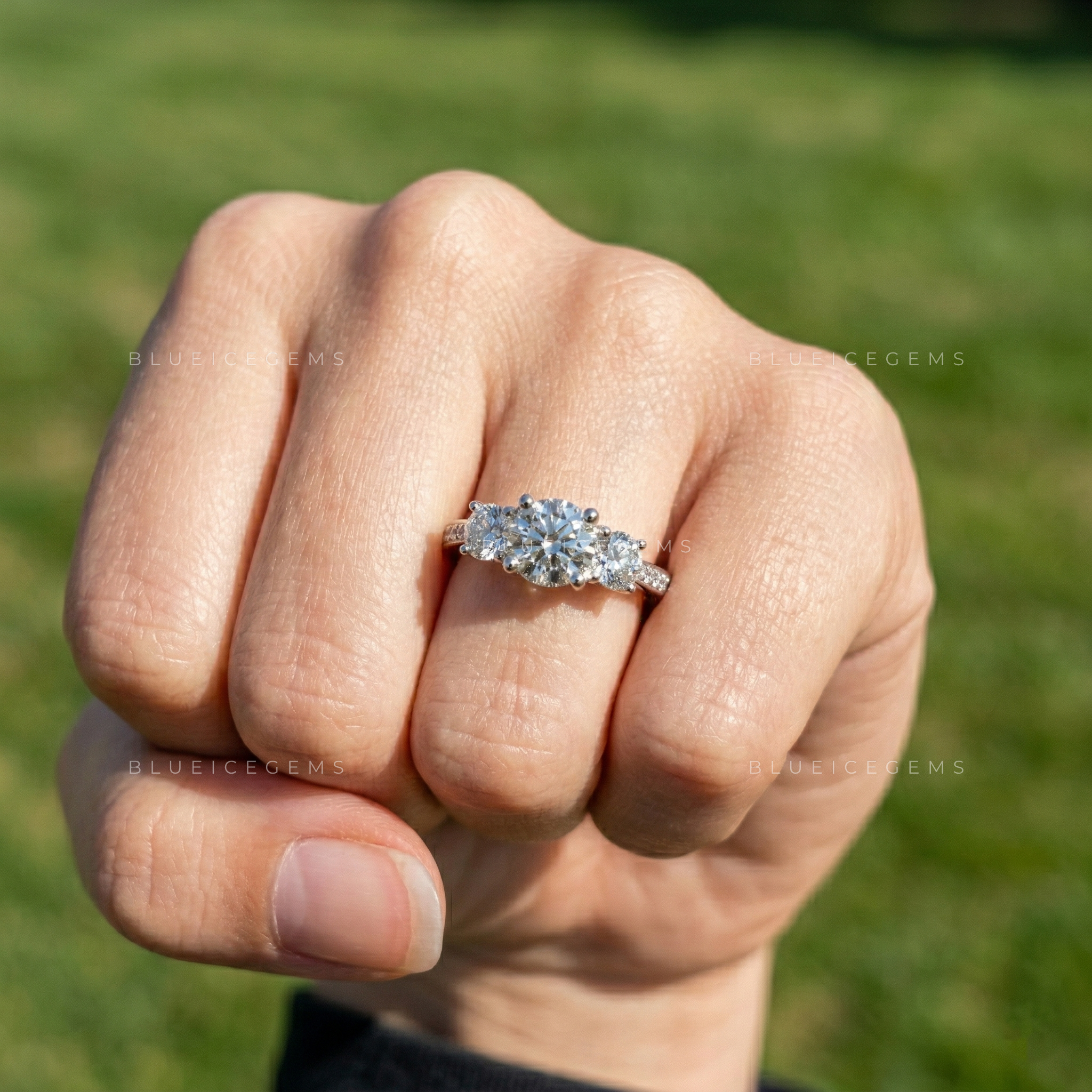 Celestial Fire Round Brilliant Cut Cluster Engagement Ring