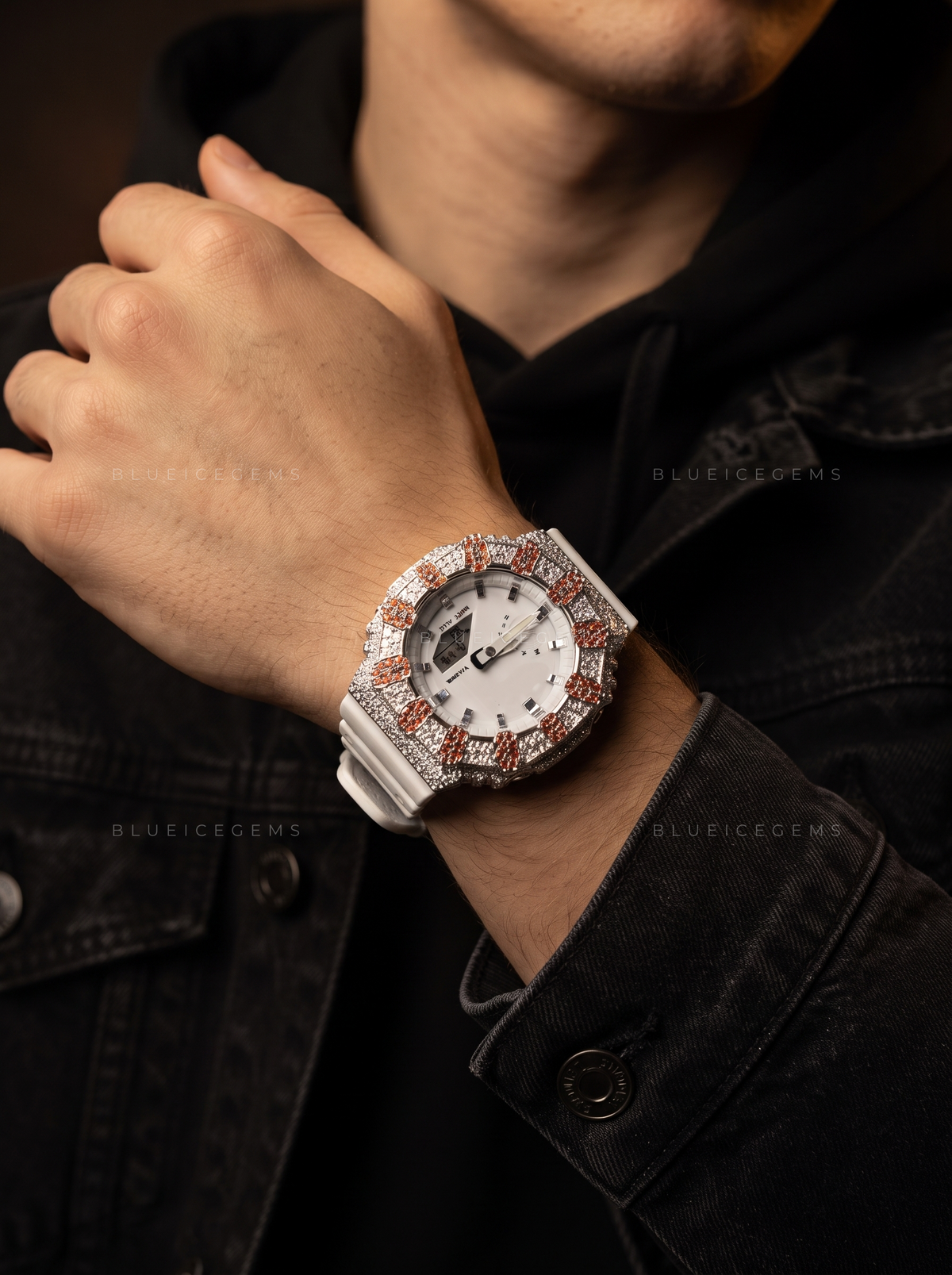 Bitcoin Orange Flame Iced Watch