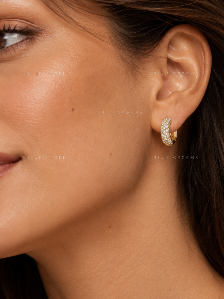 Micro Pavé Diamond Tube Hoop Earrings