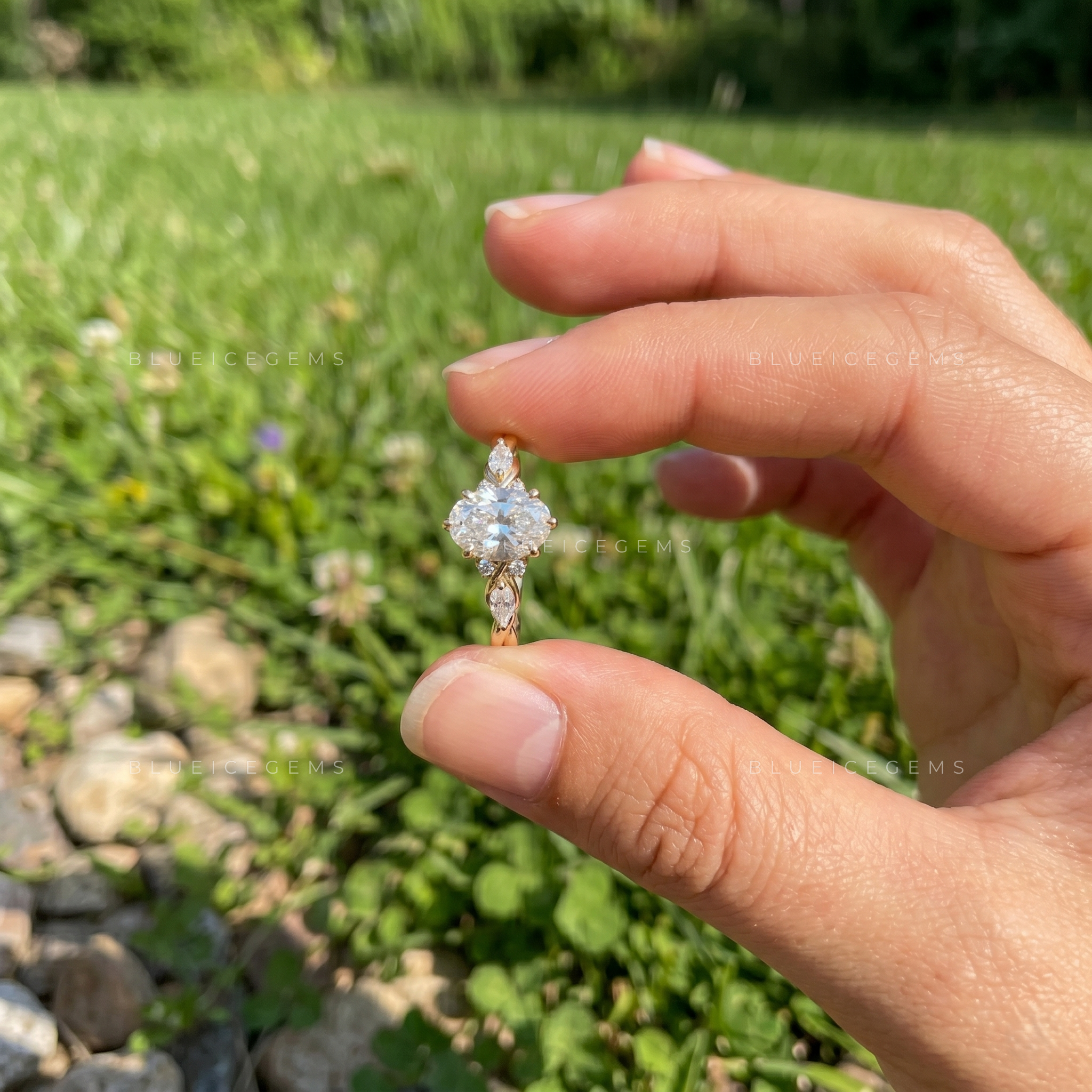 Ethereal Whispers Oval Cut Delicate Pave Accent Engagement Ring