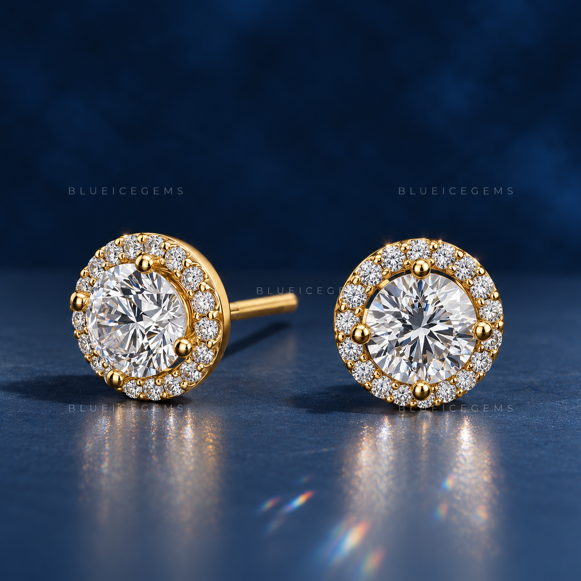 The Celestial Halo: Diamond Halo Stud Earrings