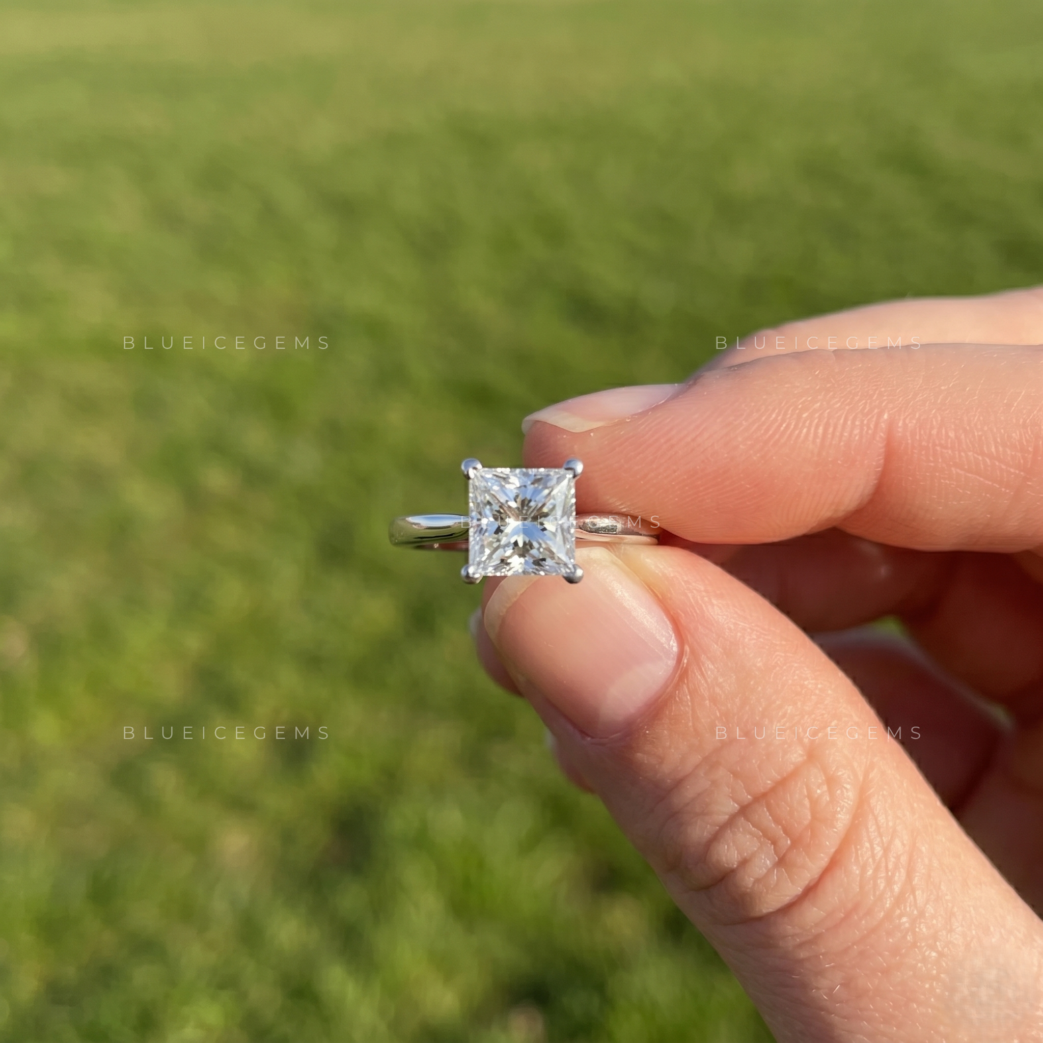 Sophisticated Princess Cut Solitaire Statement Engagement Ring