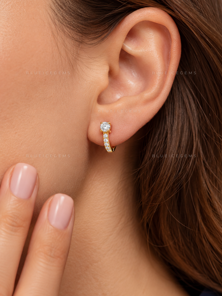 Elegant Round Pavé Huggie Earrings