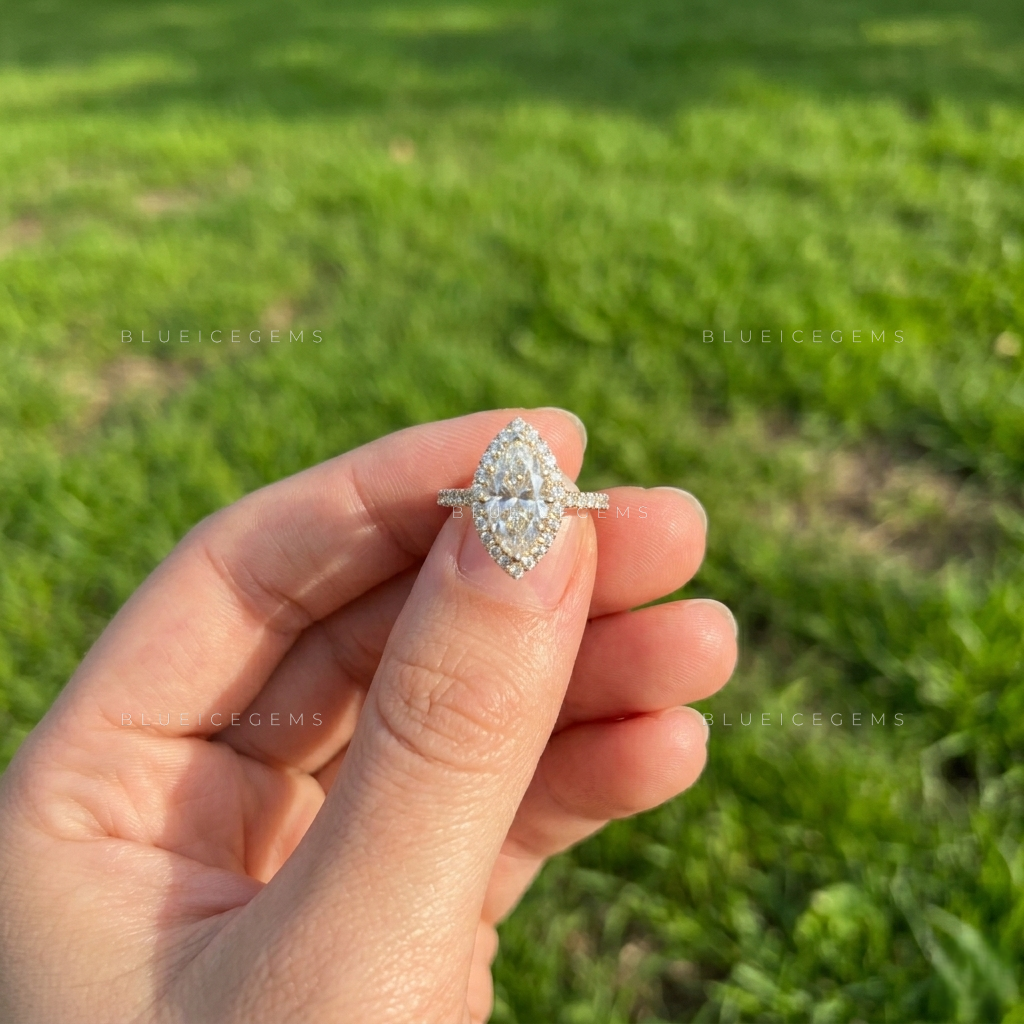 Elegance Personified Marquise Cut Halo Solitaire Engagement Ring