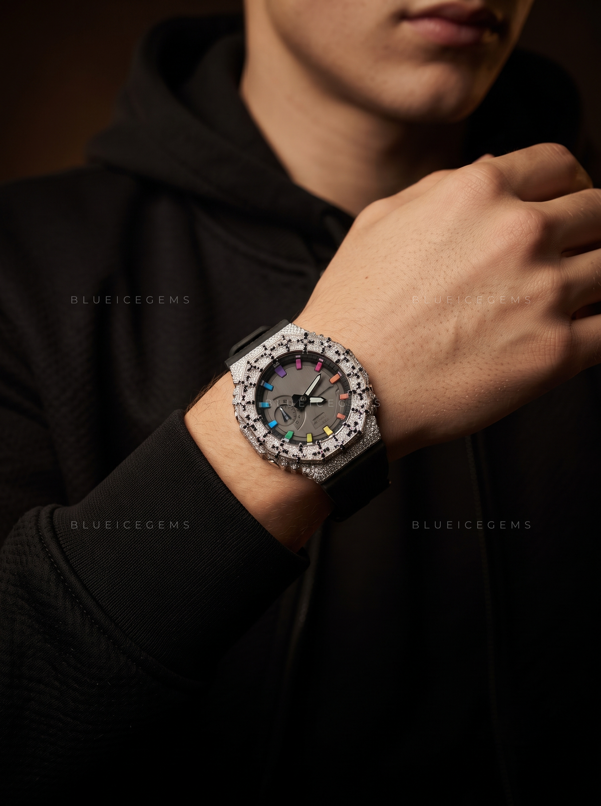 Crossfire Iced Halo Watch – 10.562 CT Moissanite