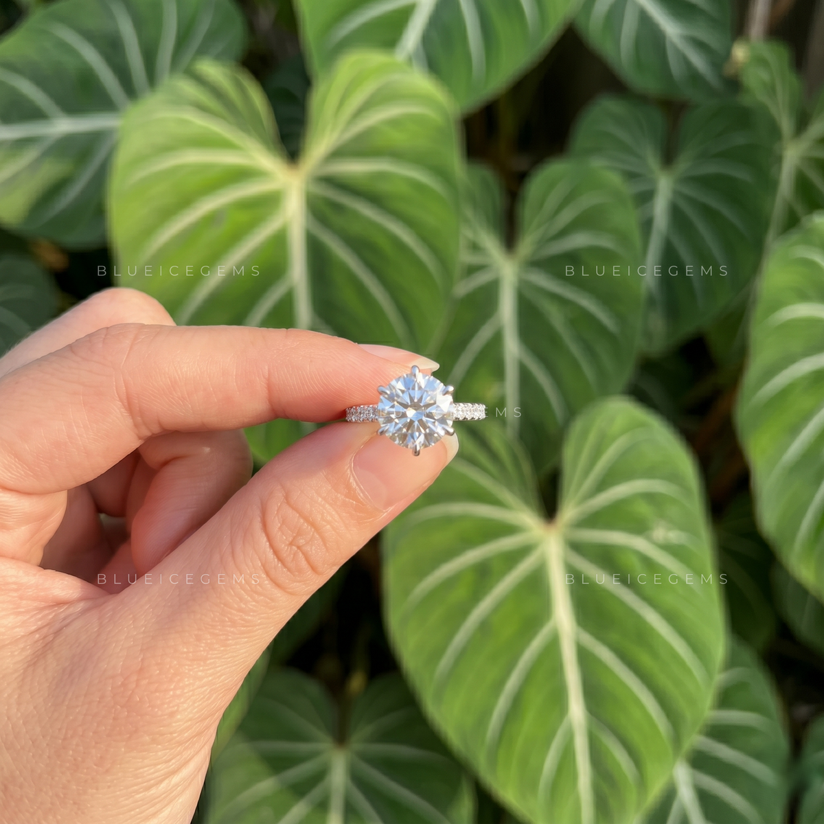 Enchanted Bloom Round Brilliant Cut Tulip Setting Pave Engagement Ring