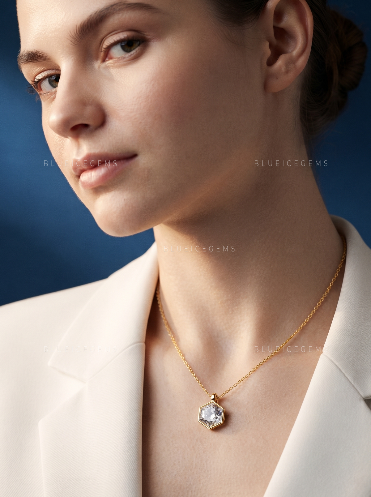 Hexagon Brilliant Cut Solitaire Diamond Pendant