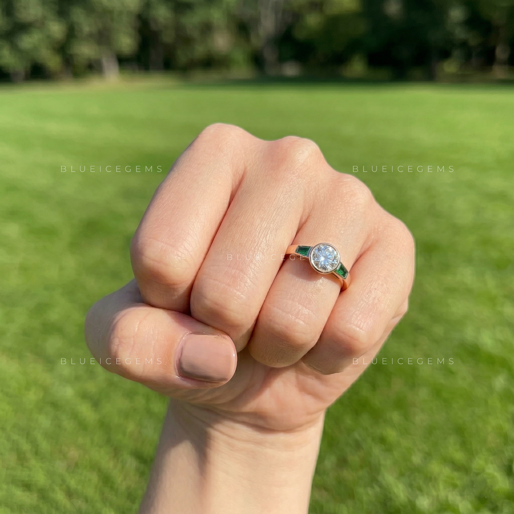 Enchanted Radiance Round and Emerald Tapered Baguette Ring