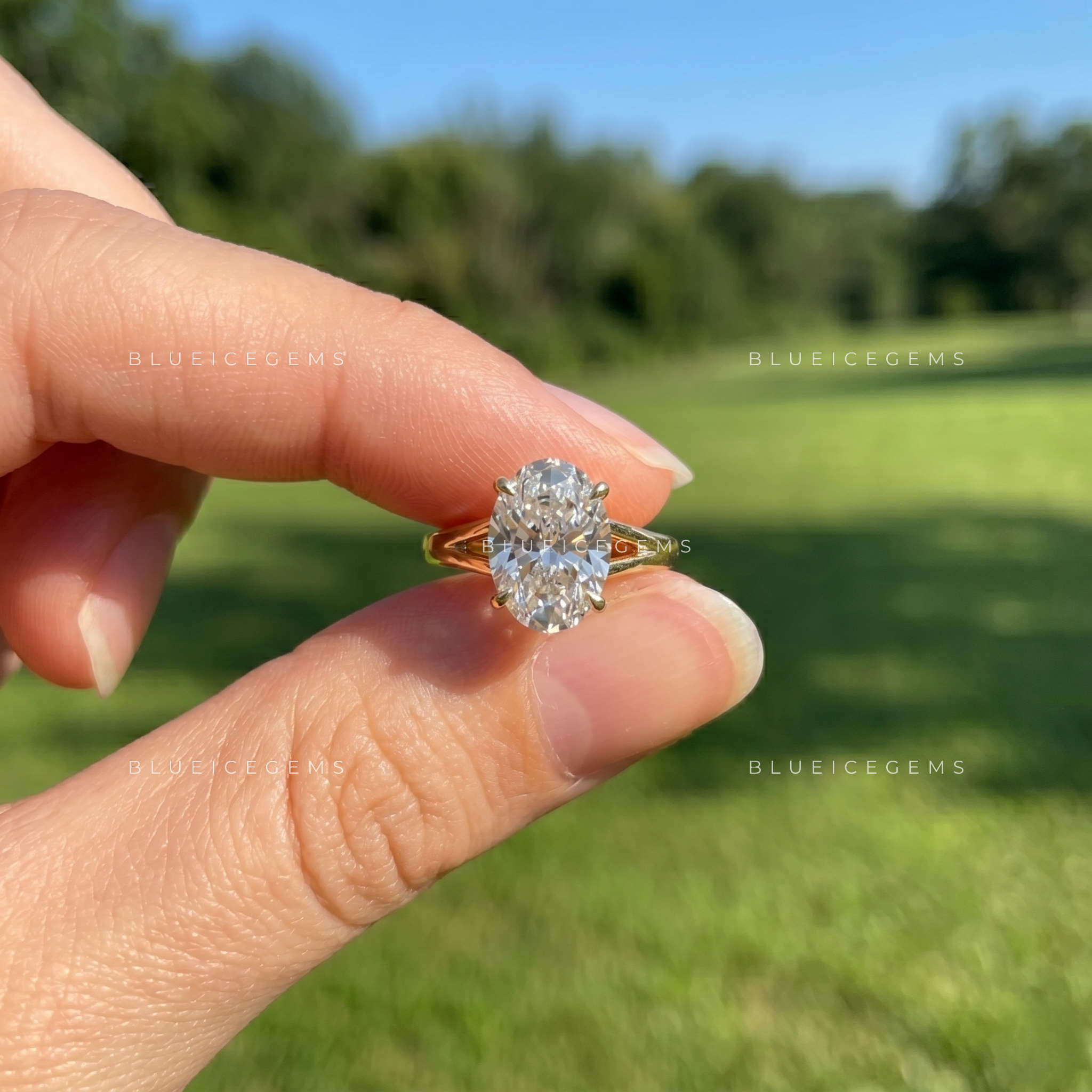 Aura Grace Oval Cut Split Shank Engagement Ring