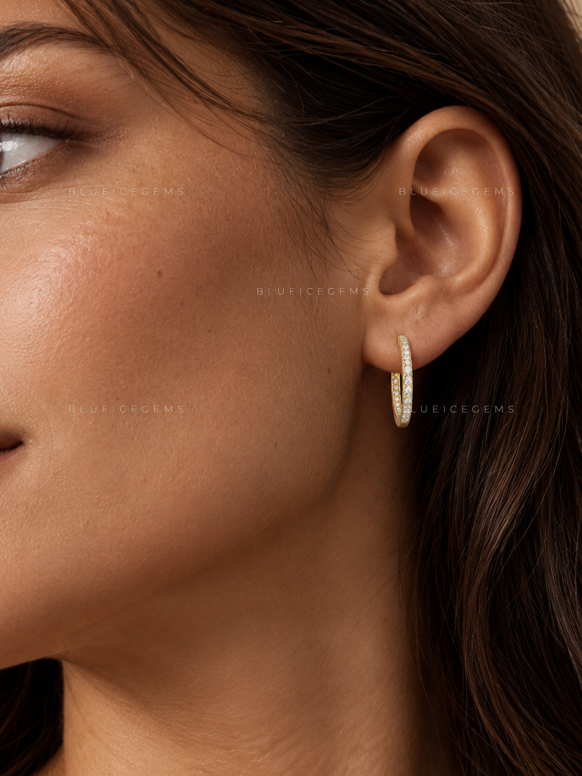 Micro Pavé Diamond Hoop Earrings