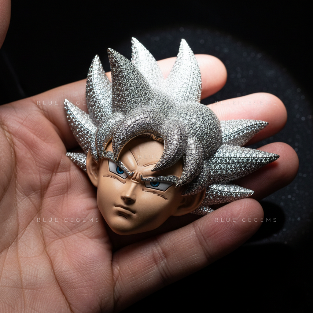 The "Ultra Instinct" Warrior: 3D Anime Portrait & Iced-Out Spiked Sovereign