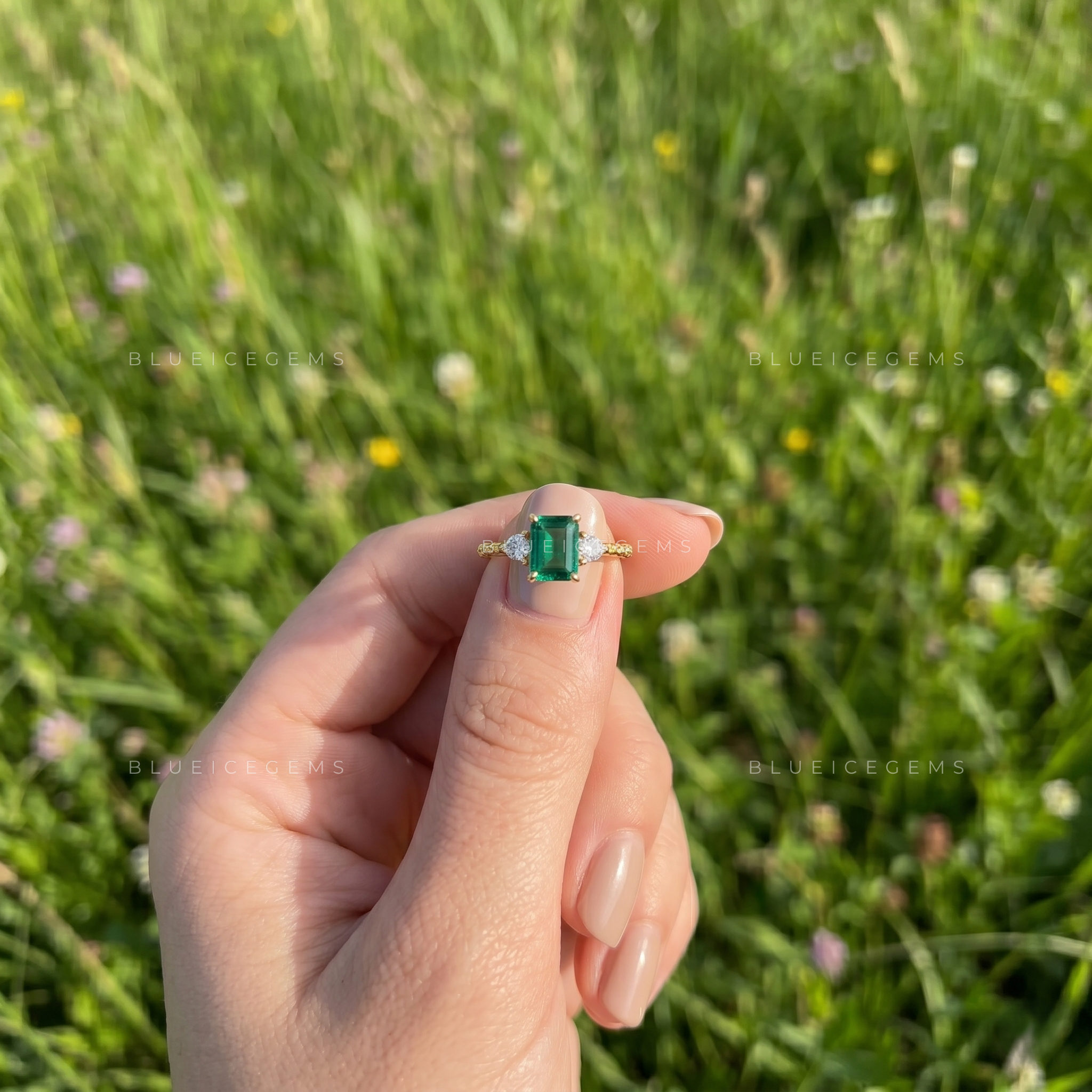 The "Verdant Aura" Emerald & Round Three-Stone: A Lush Modern Heirloom