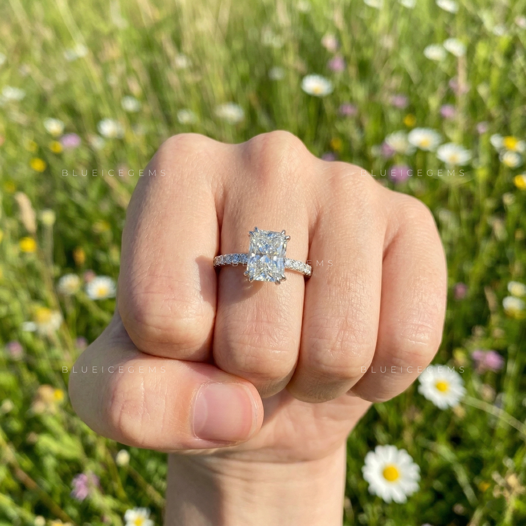 Sparkling Sophistication Radiant Cut Hidden Accent Engagement Ring