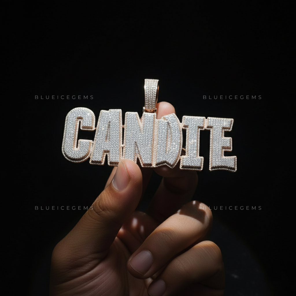 "CANDIE" Custom Iced-Out Block Name Pendant