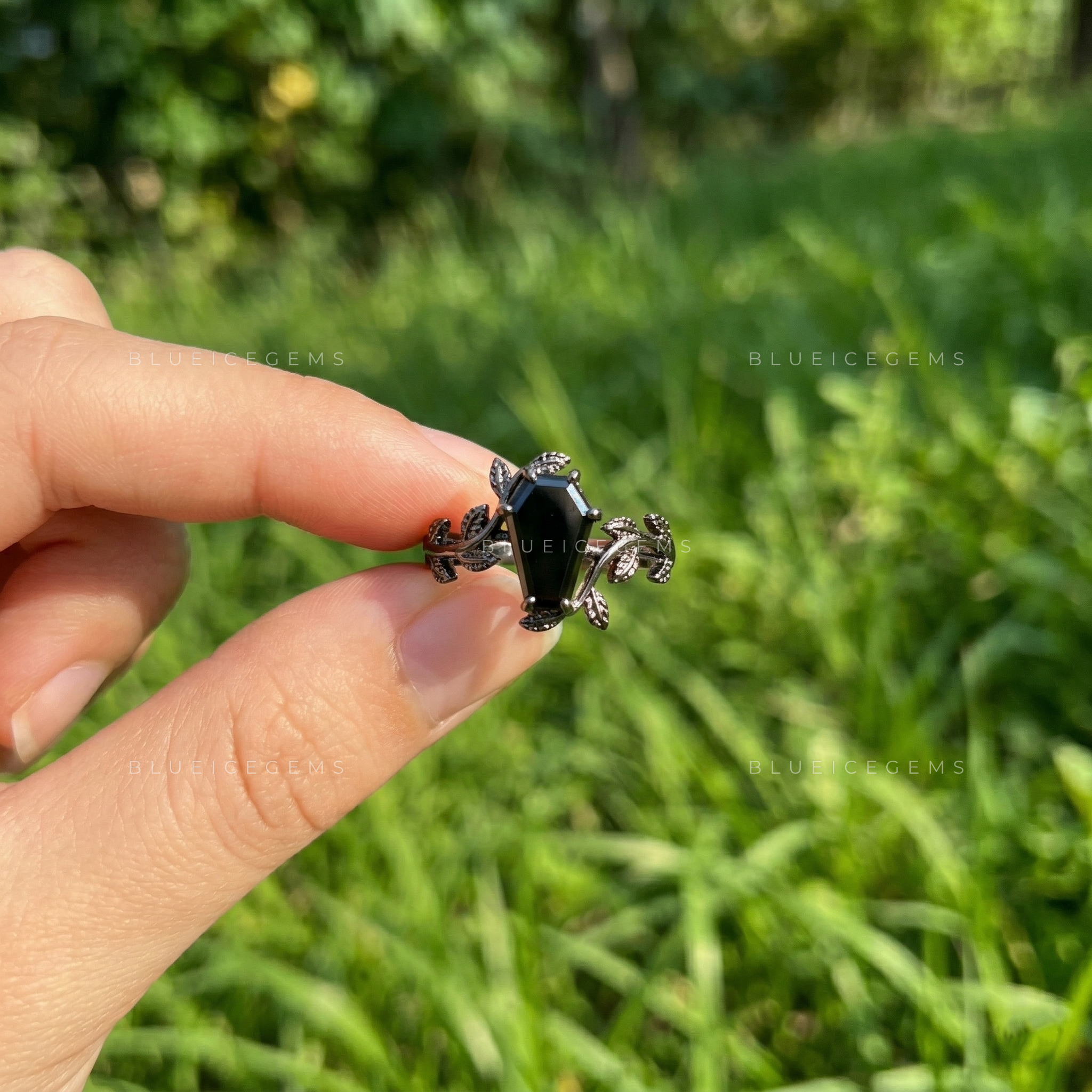 Midnight Noir Coffin Cut Black Diamond Solitaire Ring