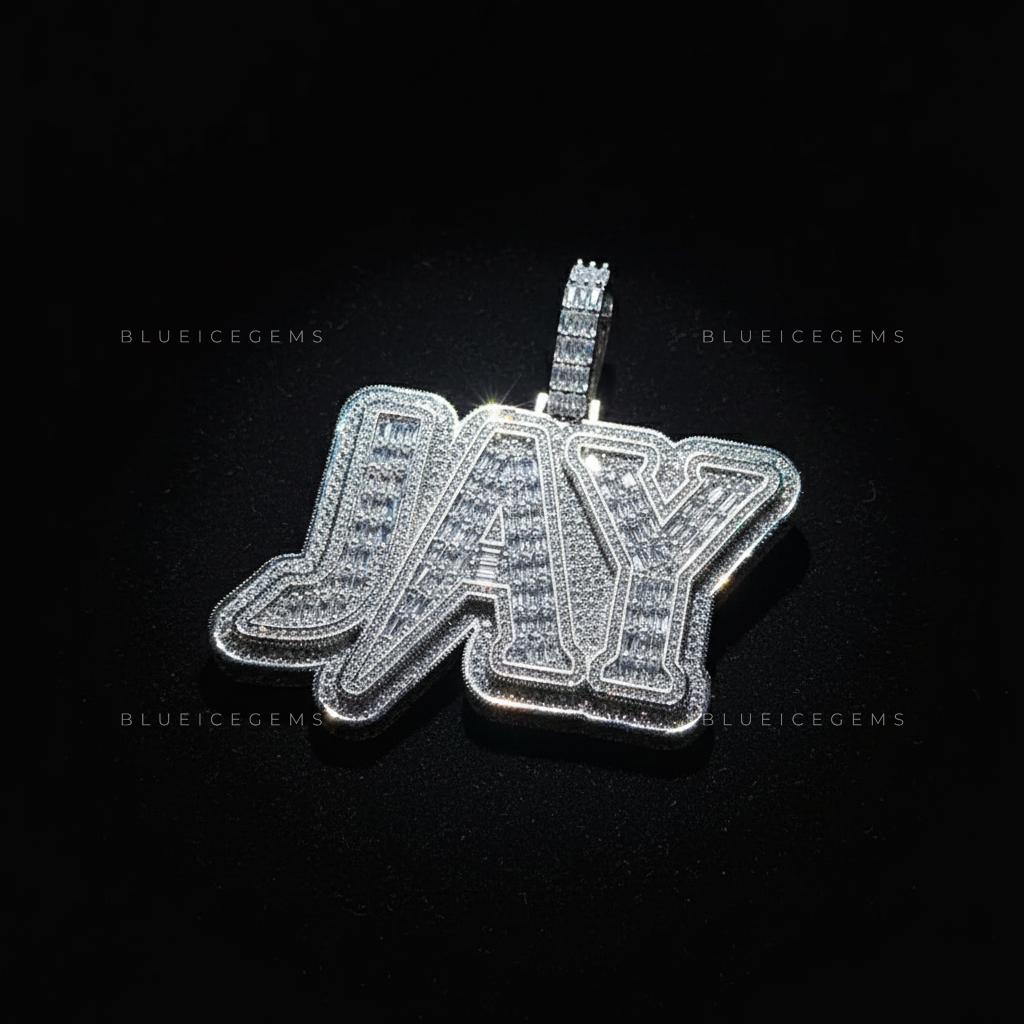 "JAY" Custom Baguette & Round Diamond Pendant