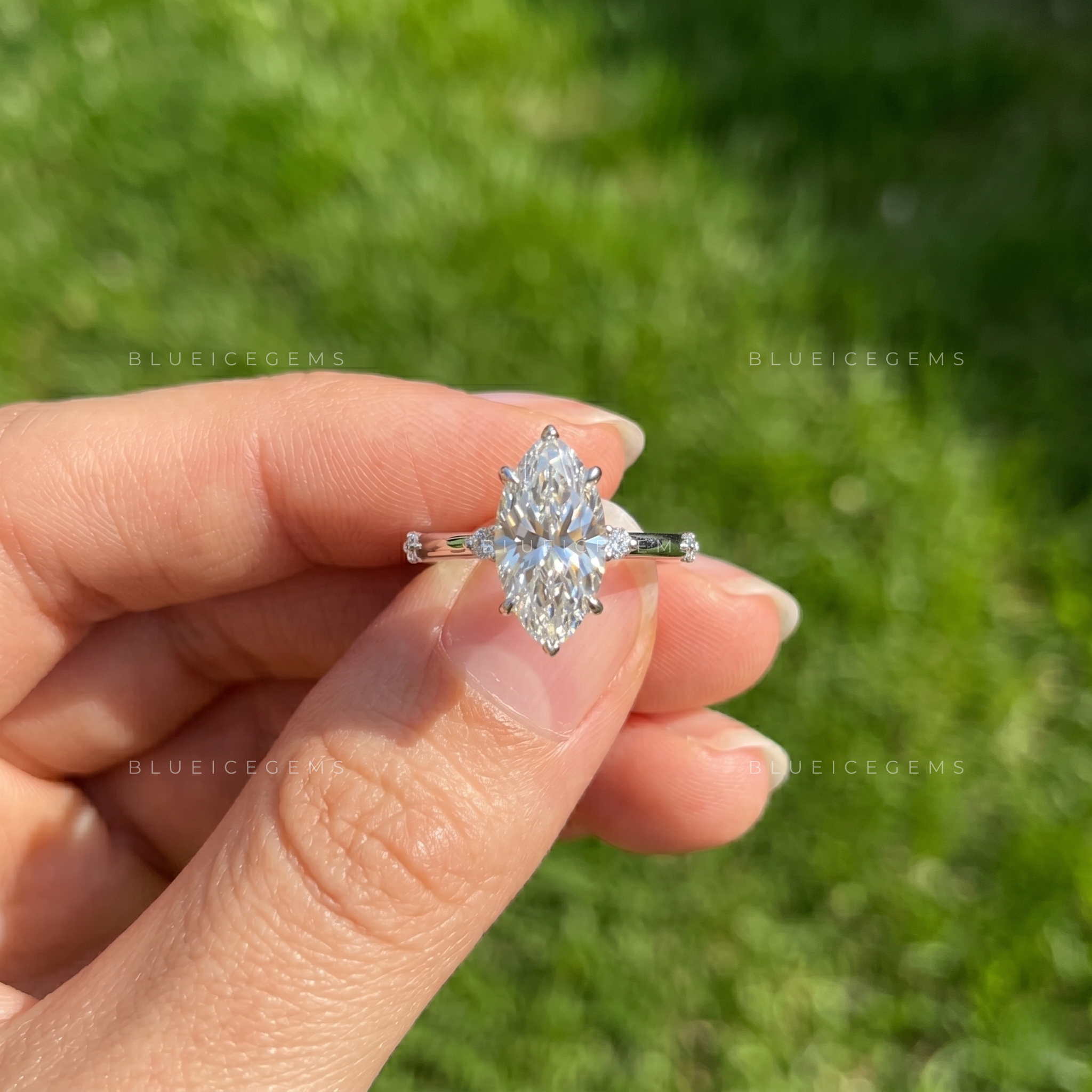 Vintage-Soul Marquise Cut Secret Halo Delicate Keepsake Proposal Ring