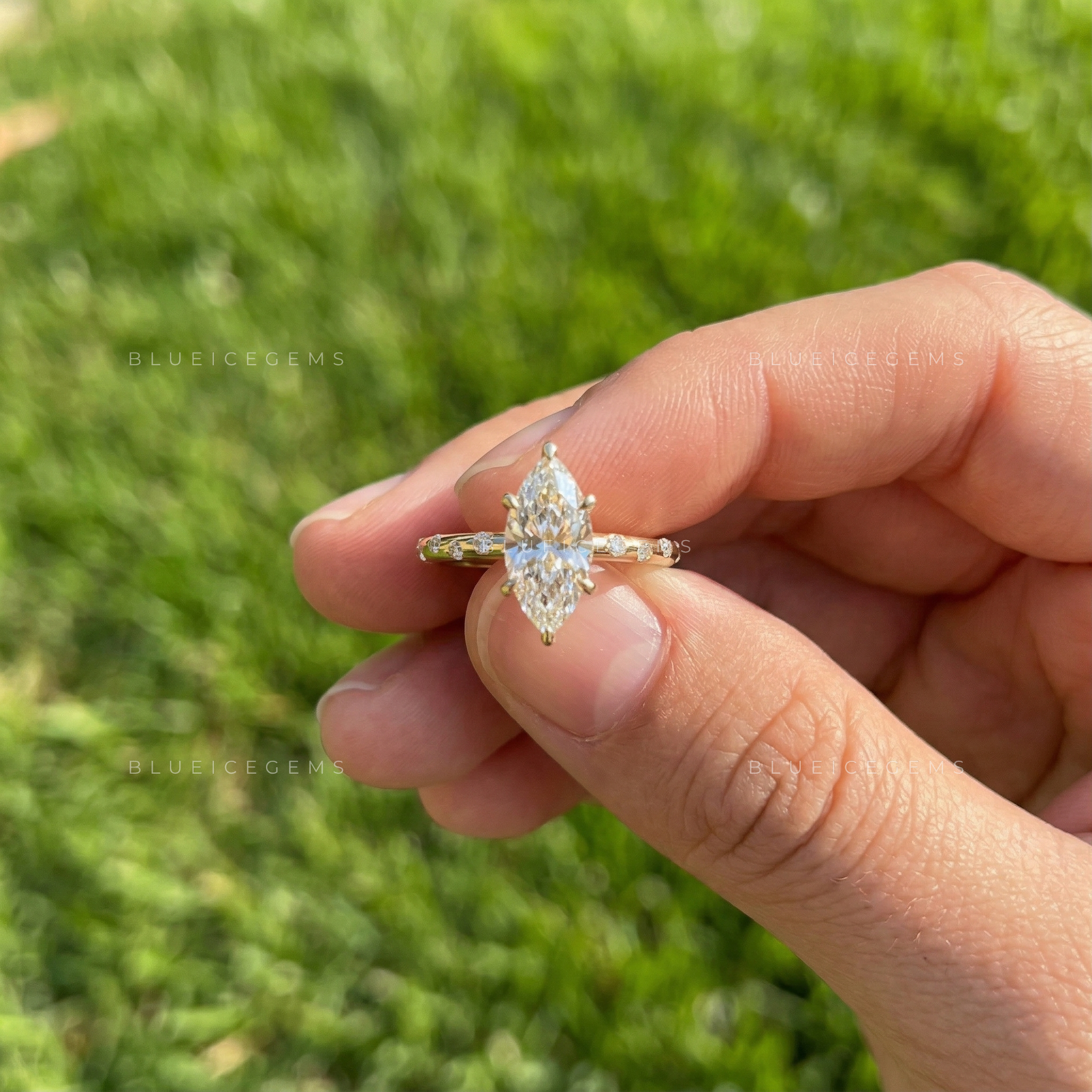 Regal Silhouette Marquise Cut Pavé Engagement Ring