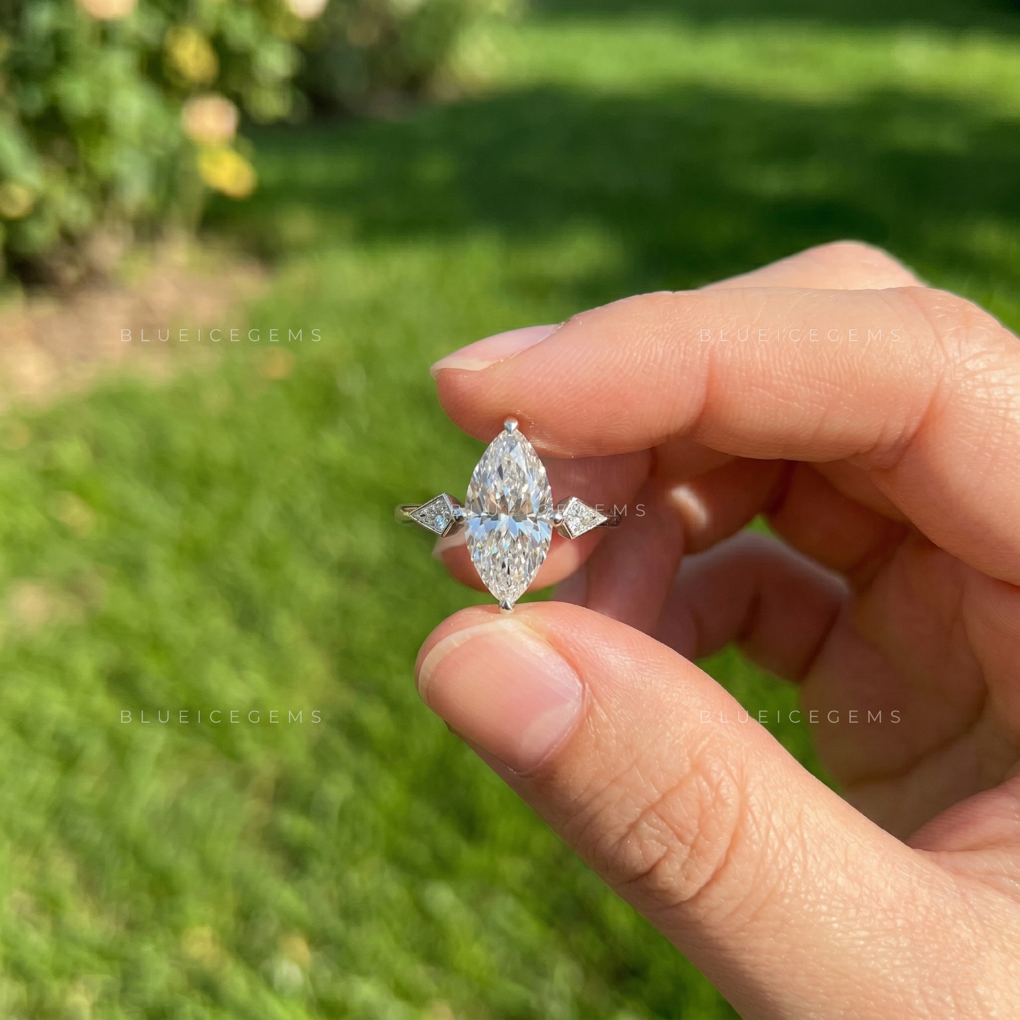 Stellar Silhouette Marquise Cut Hidden Halo Ring