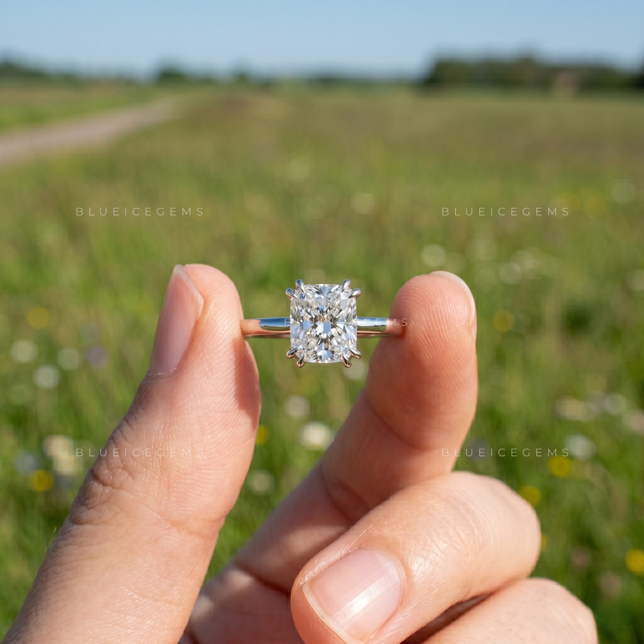 Luminous Horizon Radiant Cut Solitaire Engagement Ring