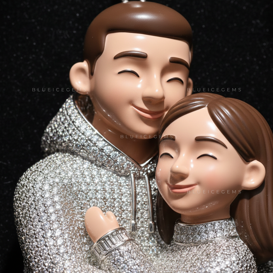 The "Eternal Embrace" Portrait: 3D Animated Style & Baguette-Trimmed Frost Sovereign