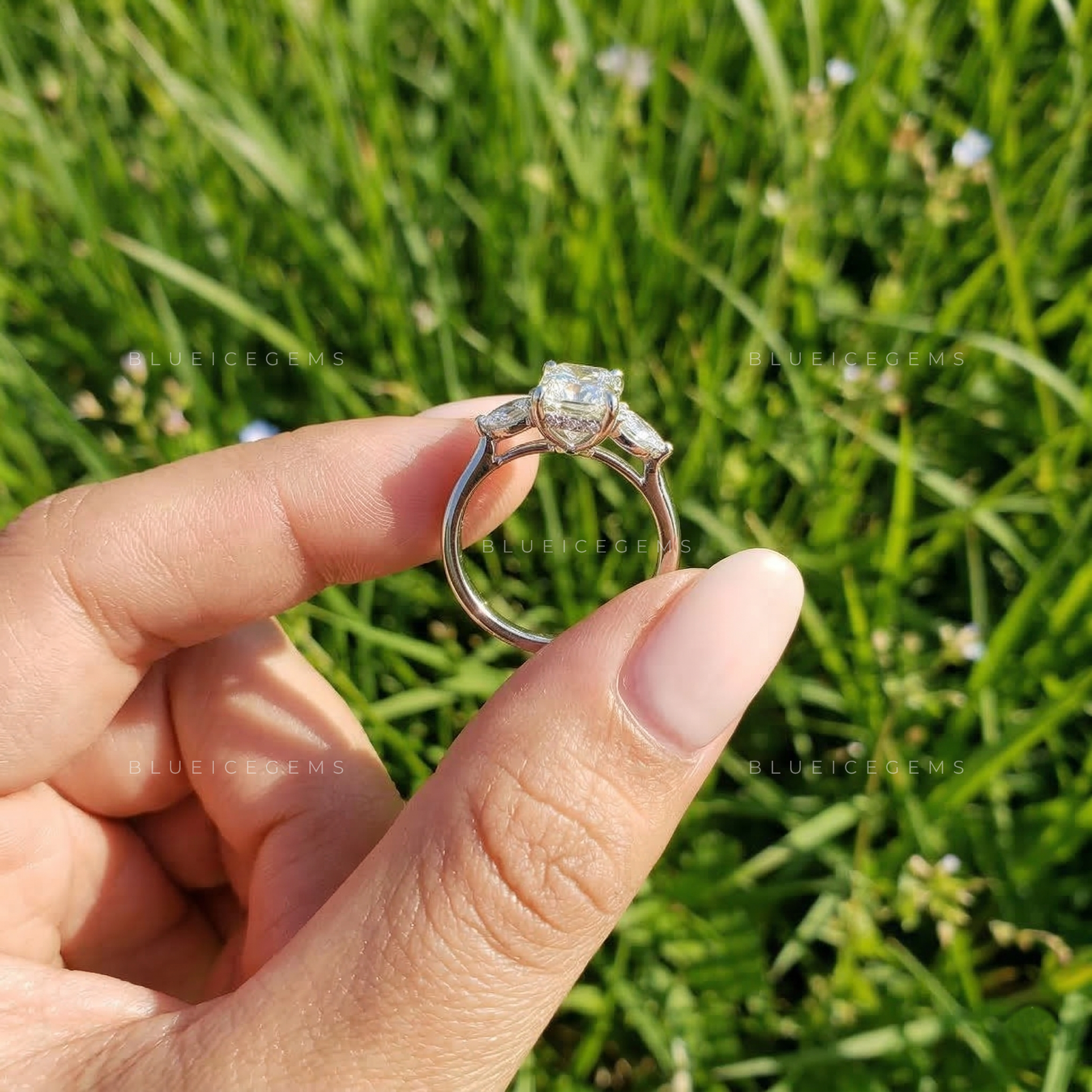 Celestial Three-Stone Radiant Cut Engagement Ring