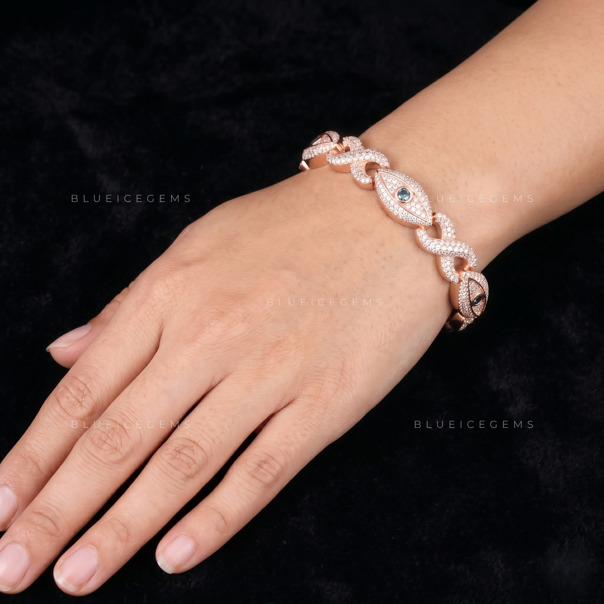 Celestial Vision Infinity-Eye Iced Rose Gold Link