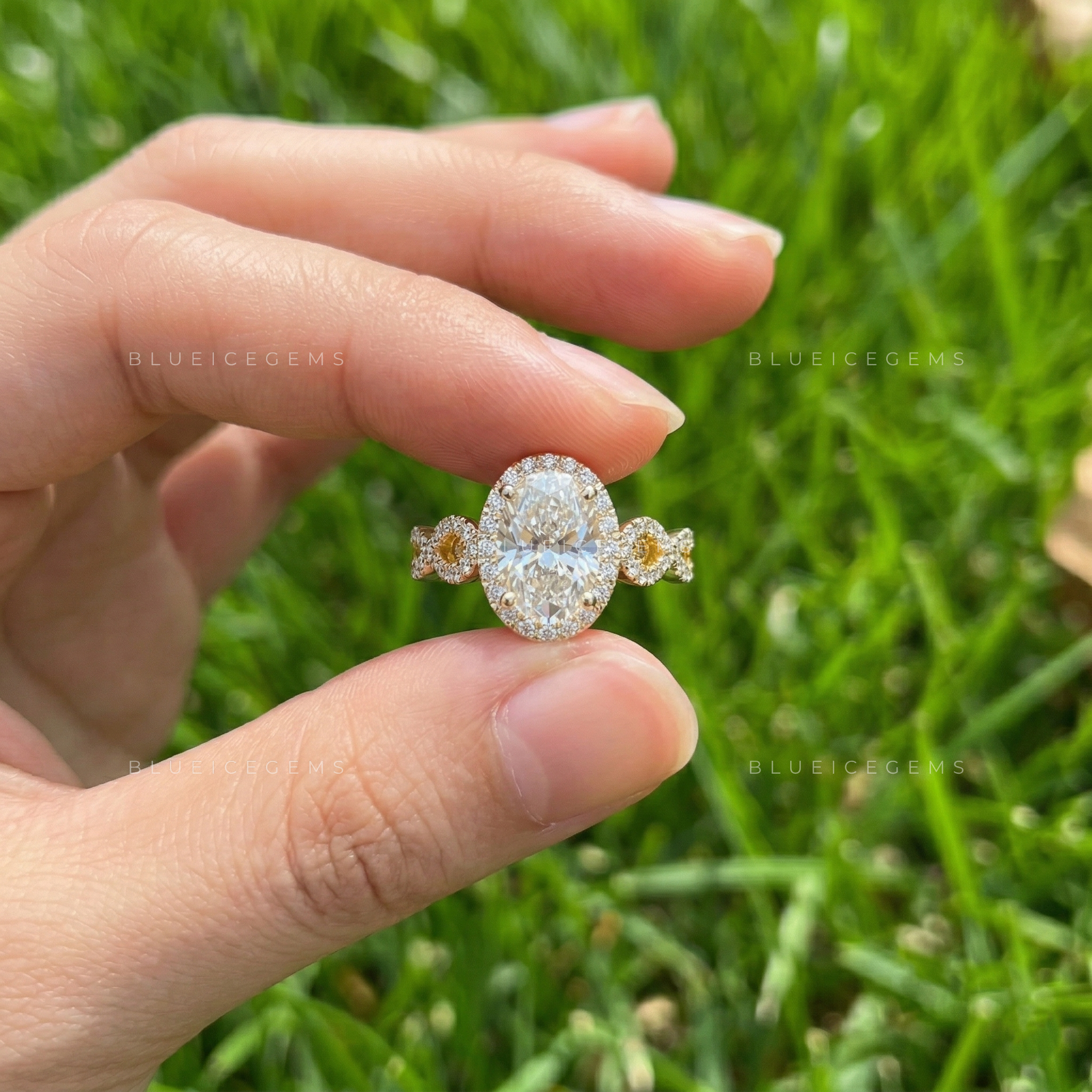 Ethereal Twist: The Oval Halo Ring for Your Modern Love Story