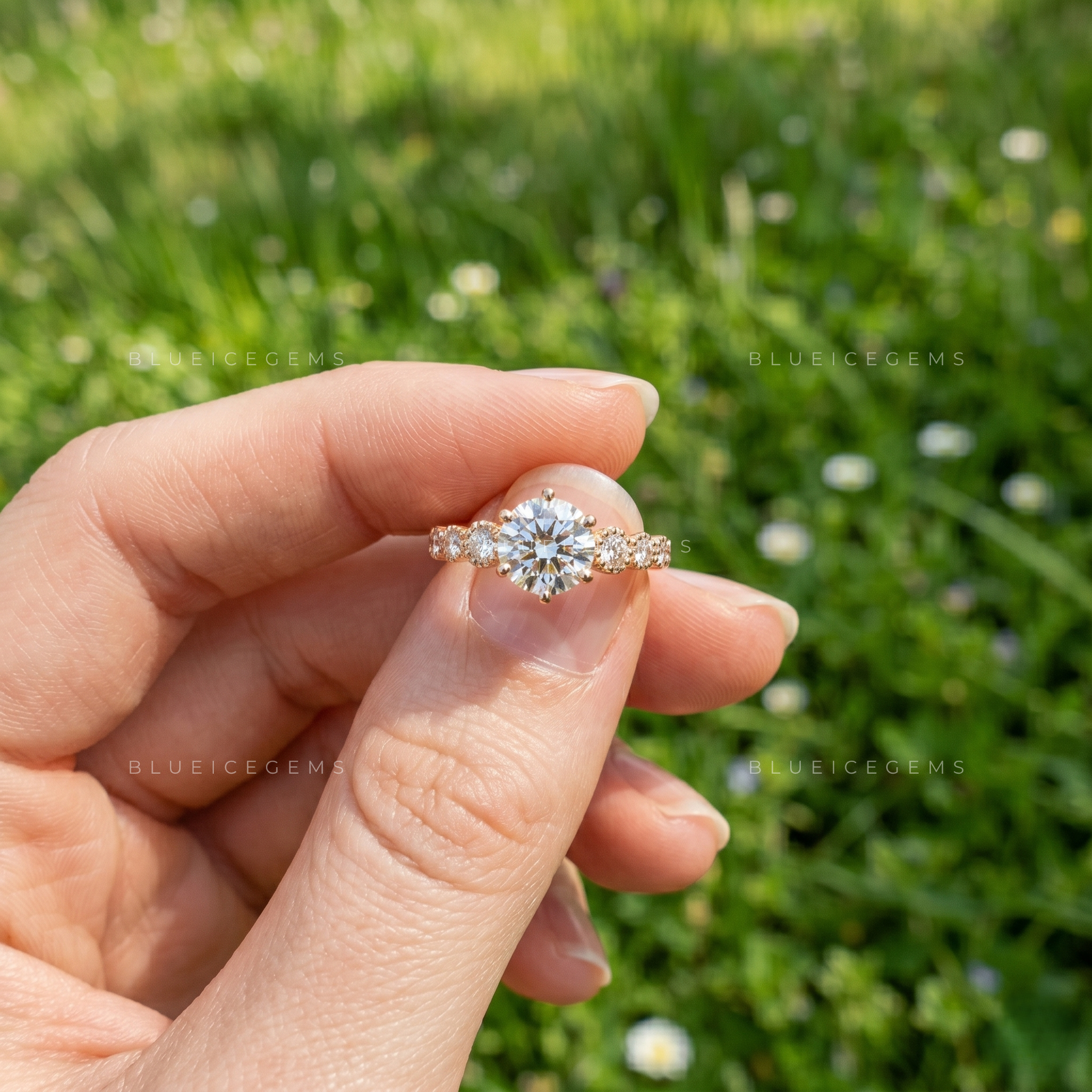 Vintage Elegance Round Cut Seven Stone Engagement Ring