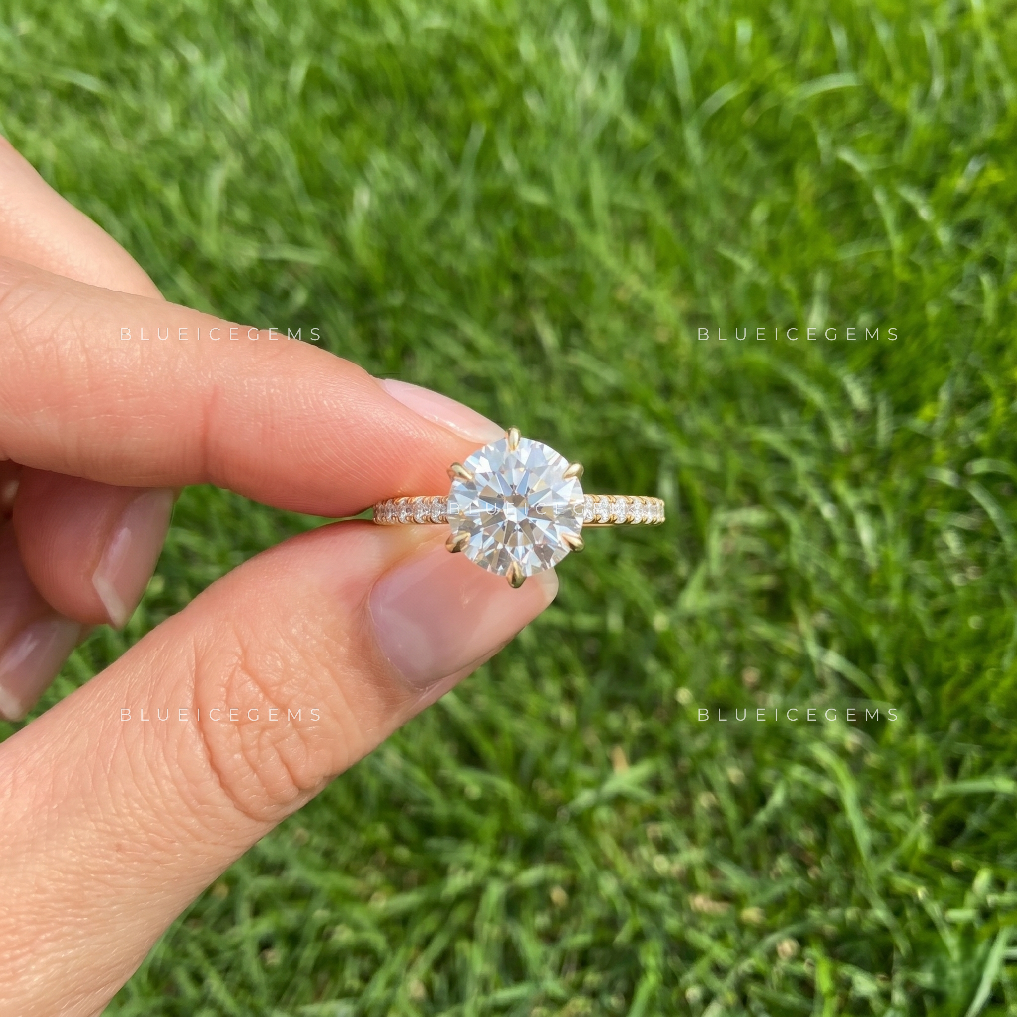 Imperial Radiance Round Cut Cathedral Pavé Engagement Ring