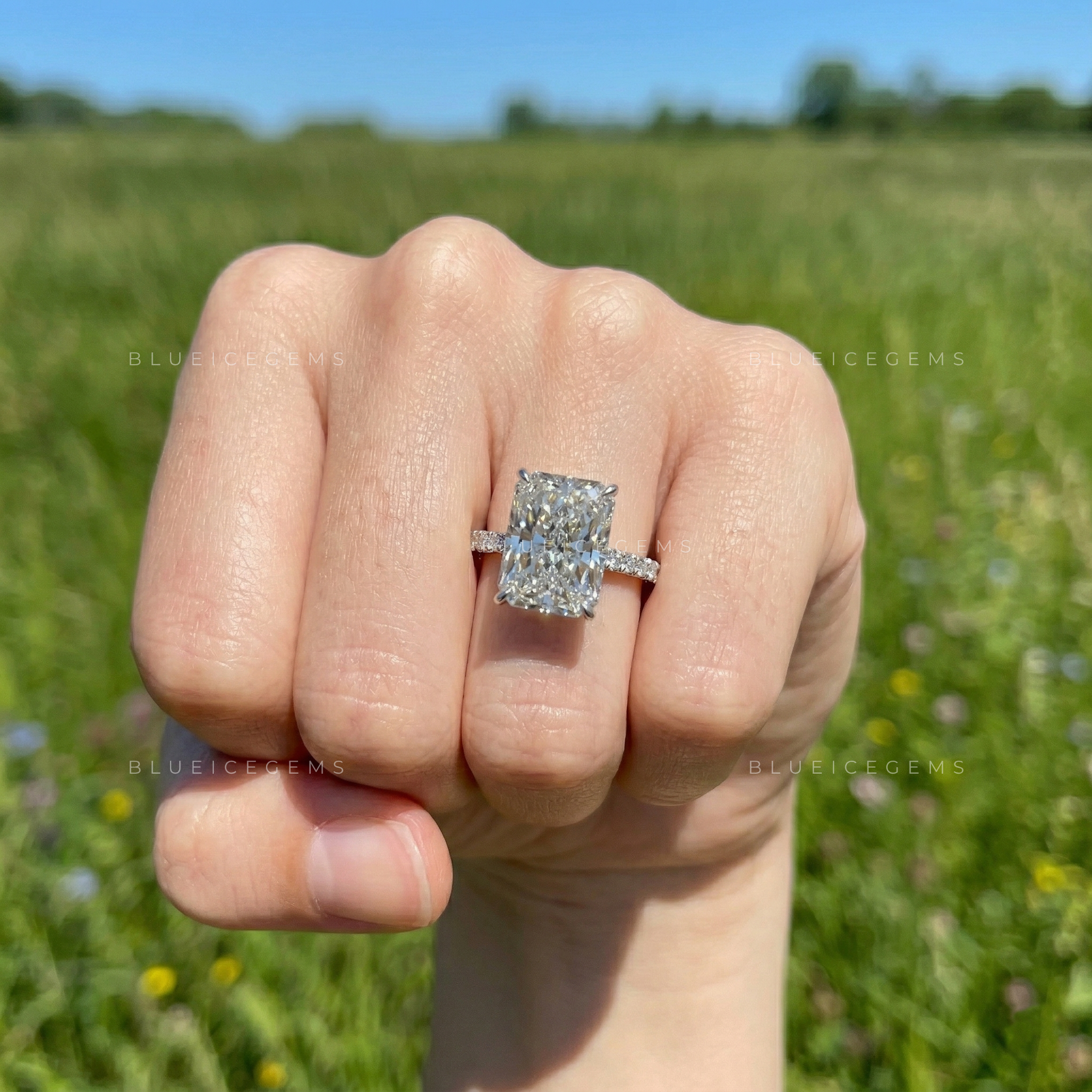 Electric Radiance Radiant Cut Pavé Engagement Ring