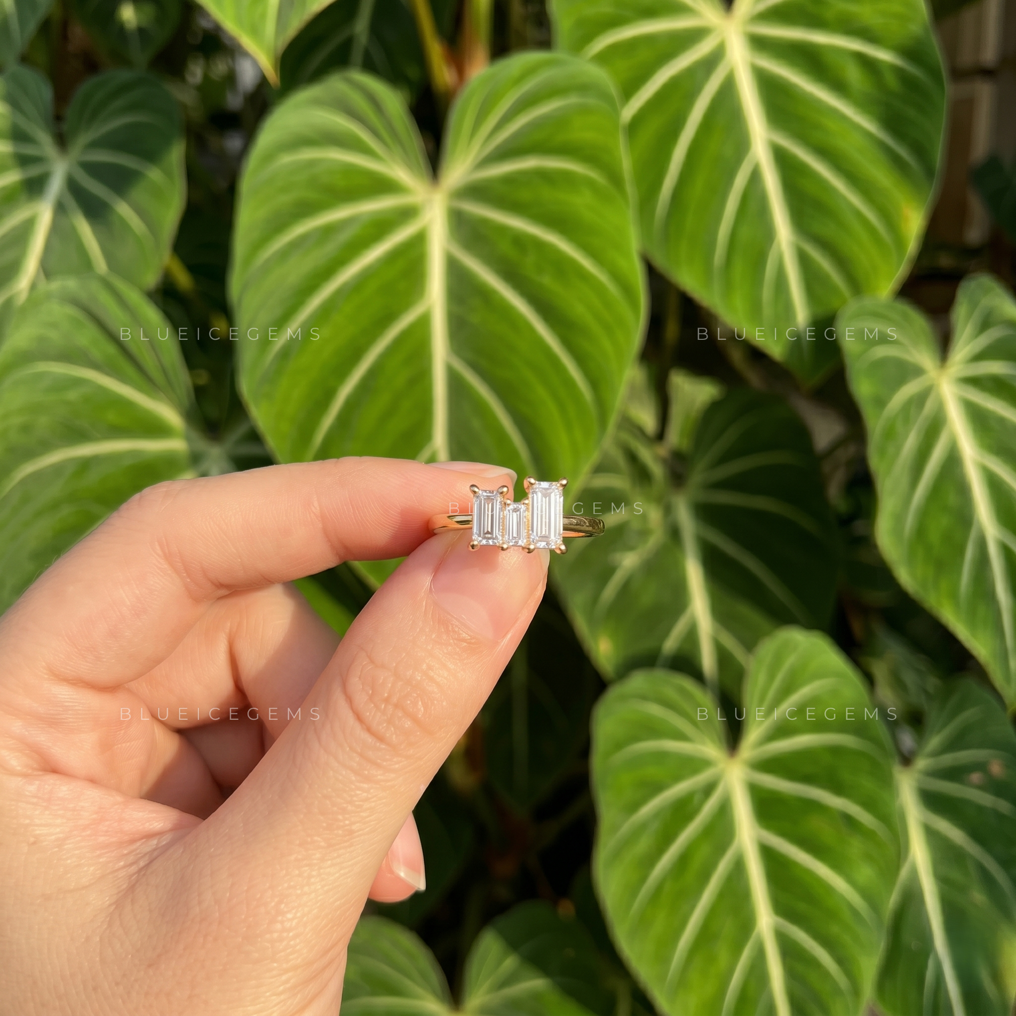 Unique Baguette Cut Trilogy Tiara Style Engagement Ring