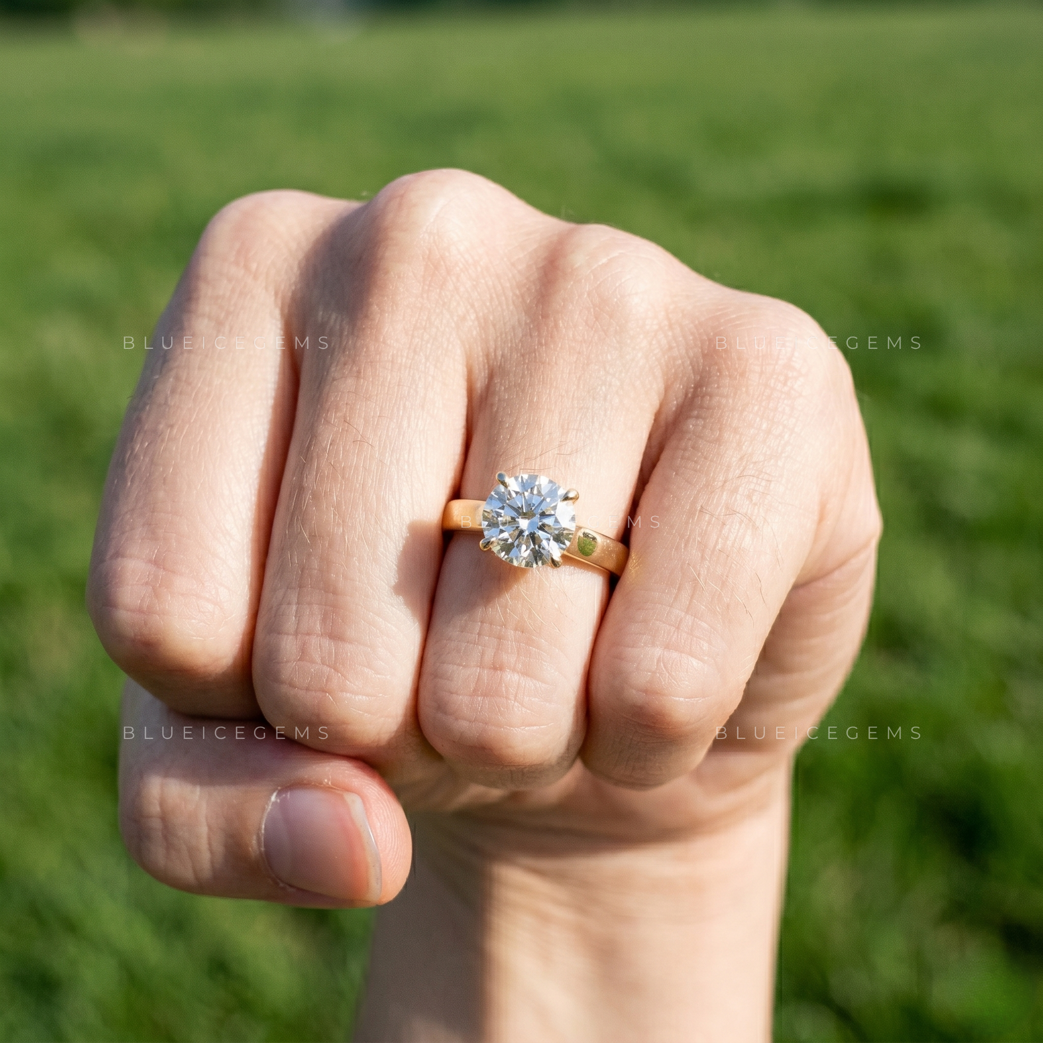 Classic Opulence Round Brilliant Cut Solitaire Wide Band High Setting Engagement Ring