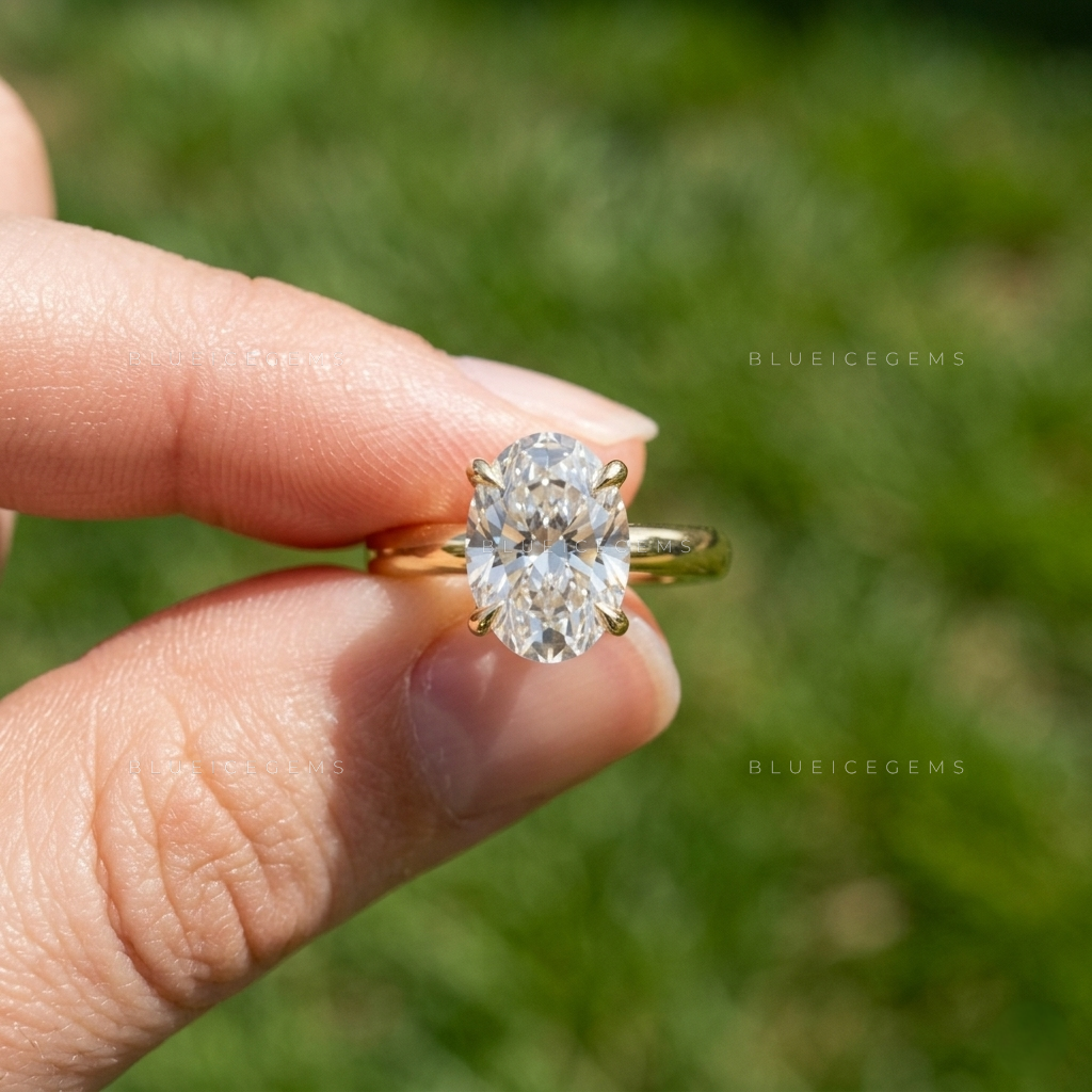 Dainty Oval Brilliant Cut Minimalist Heirloom Promise Engagement Ring