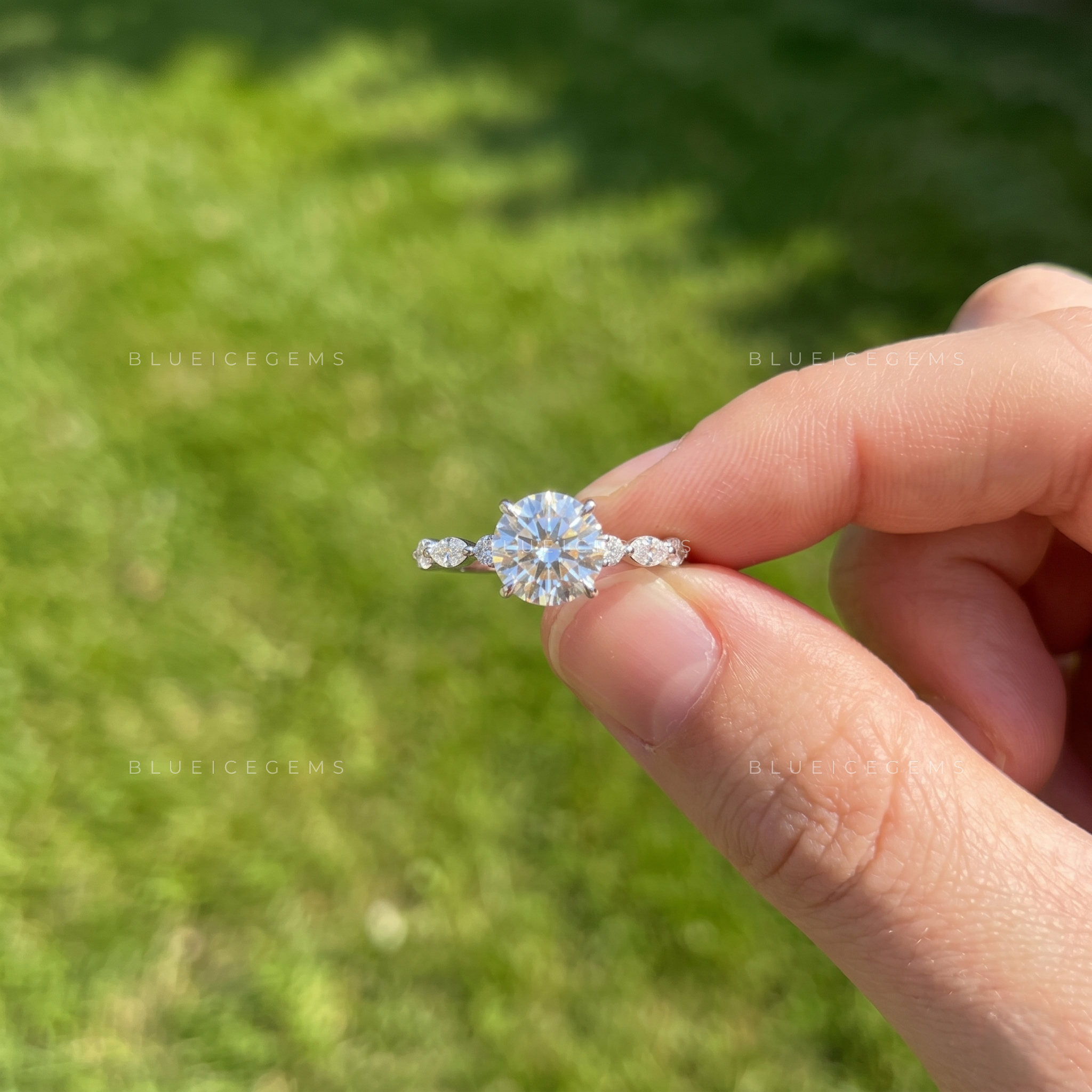 Botanical Whisper Cluster Accent Engagement Ring