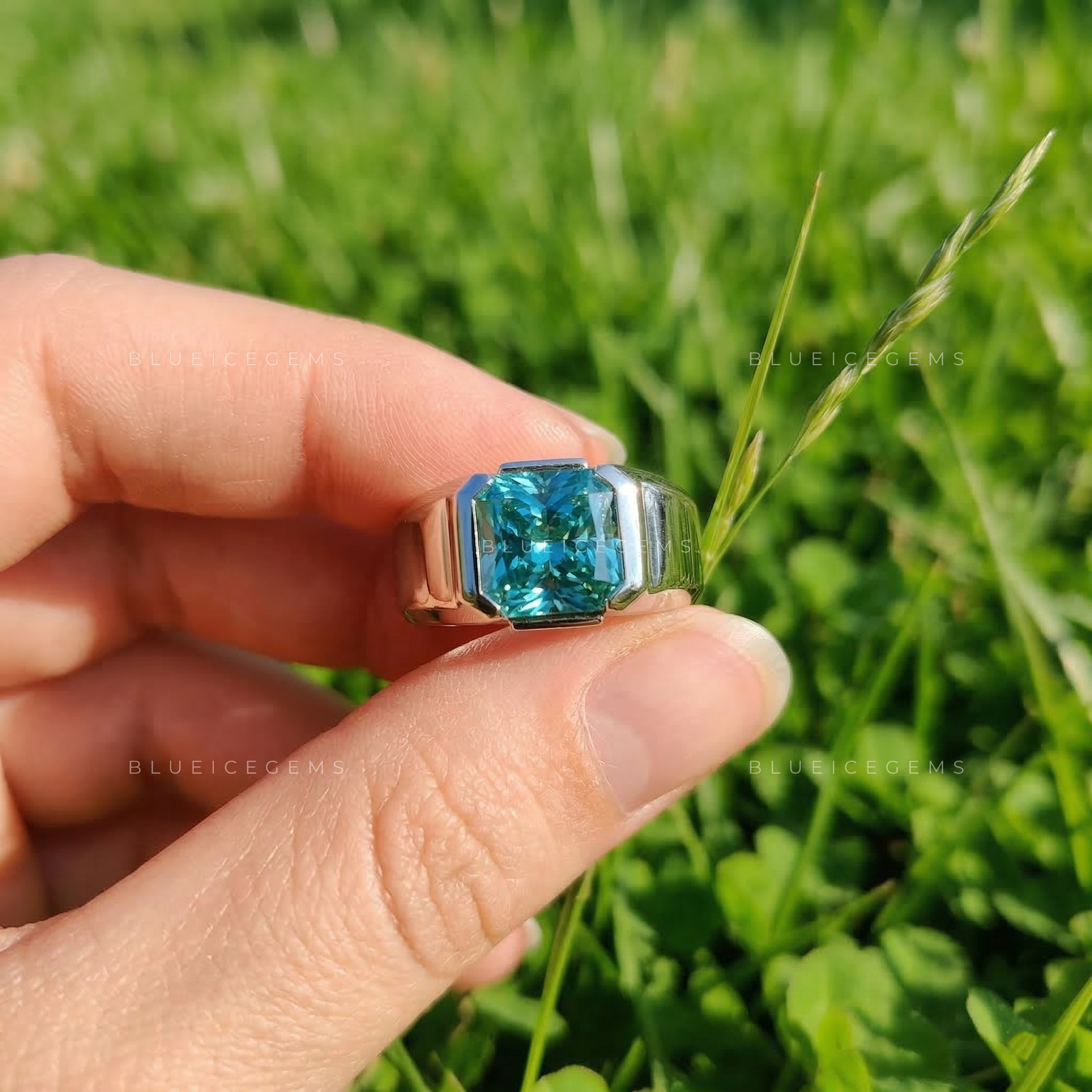 Enchanted Lagoon Radiant Cut Aqua Green Ring