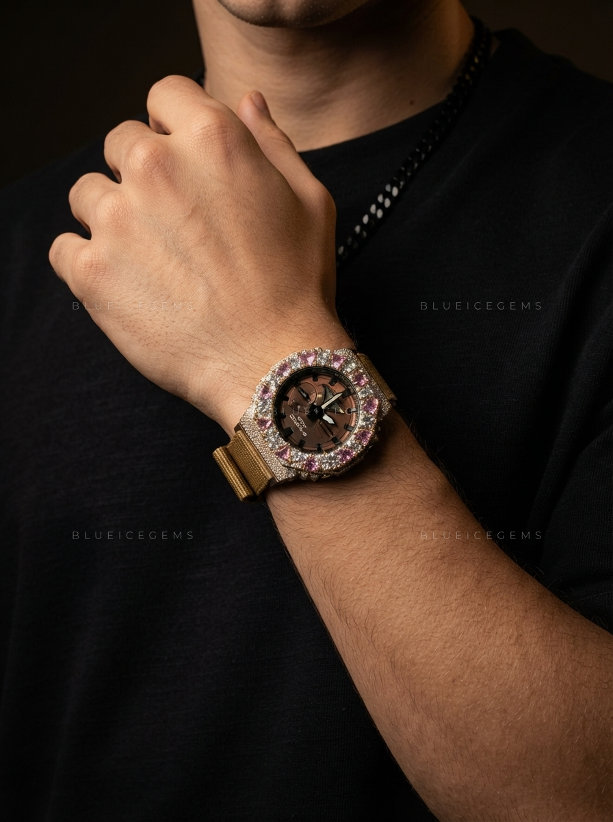 Pink Heart Royale Iced Watch – 13+ CT VVS Moissanite