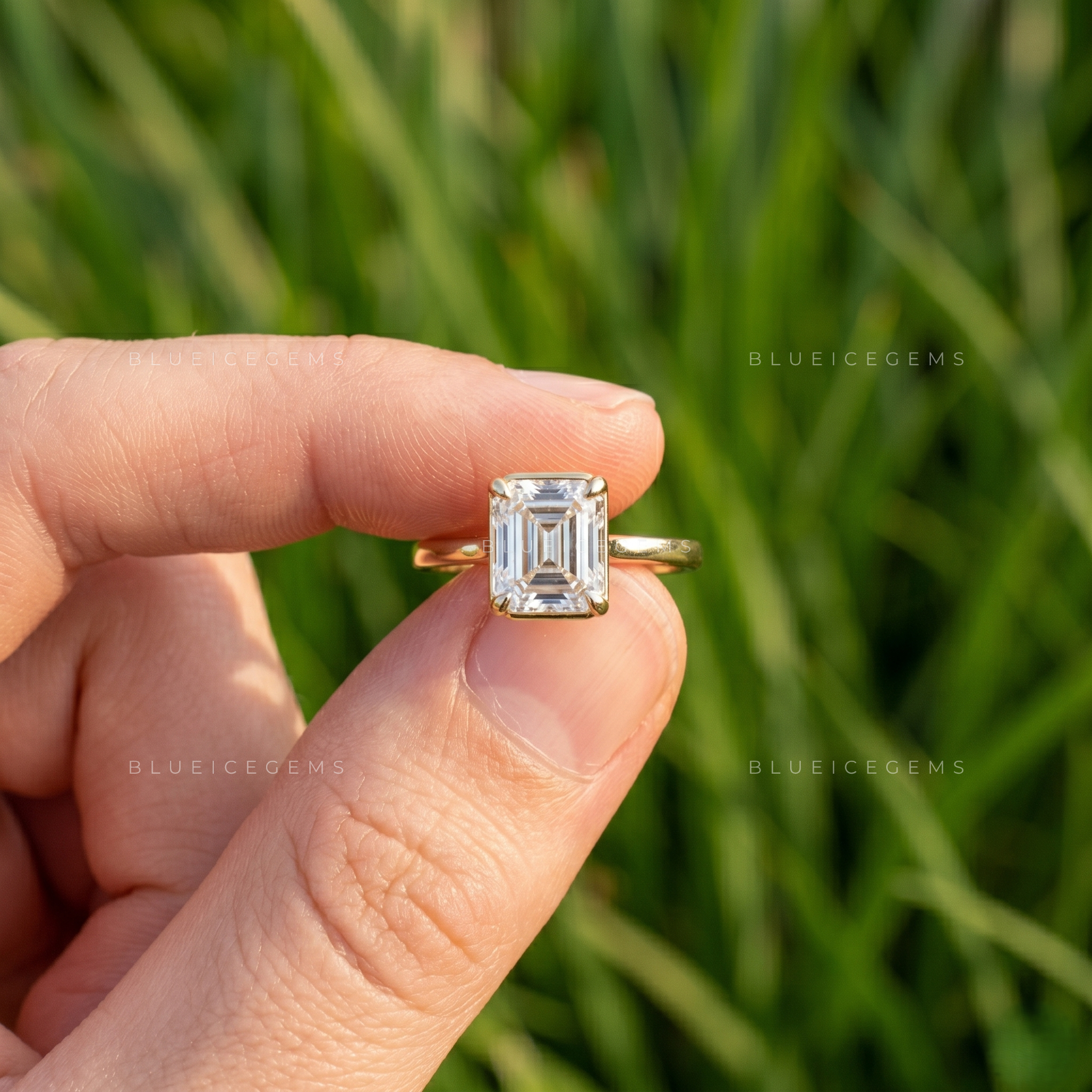 Regal Tulip Emerald Cut Solitaire Engagement Ring