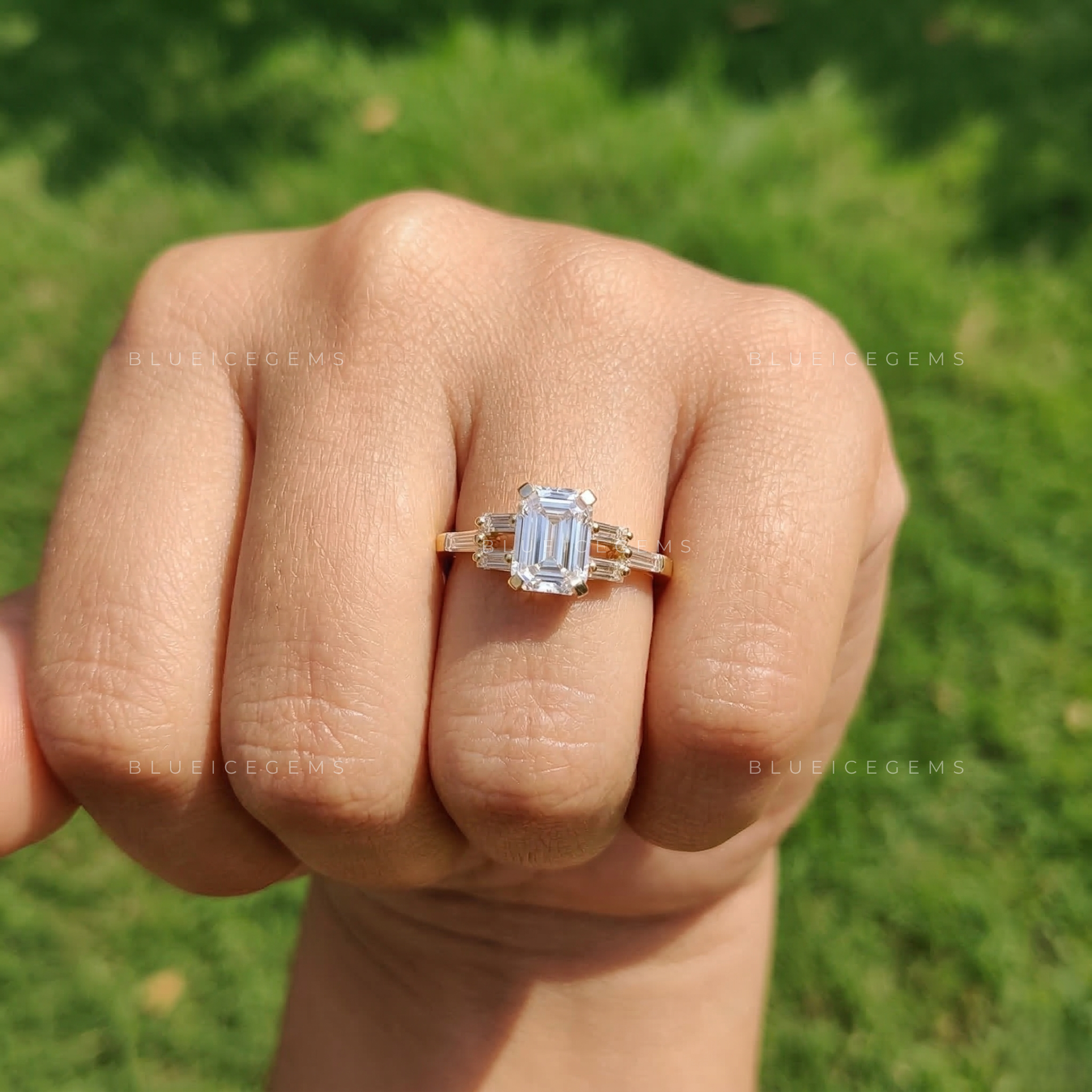Architectural Elegance Emerald Cut Seven-Stone Ring