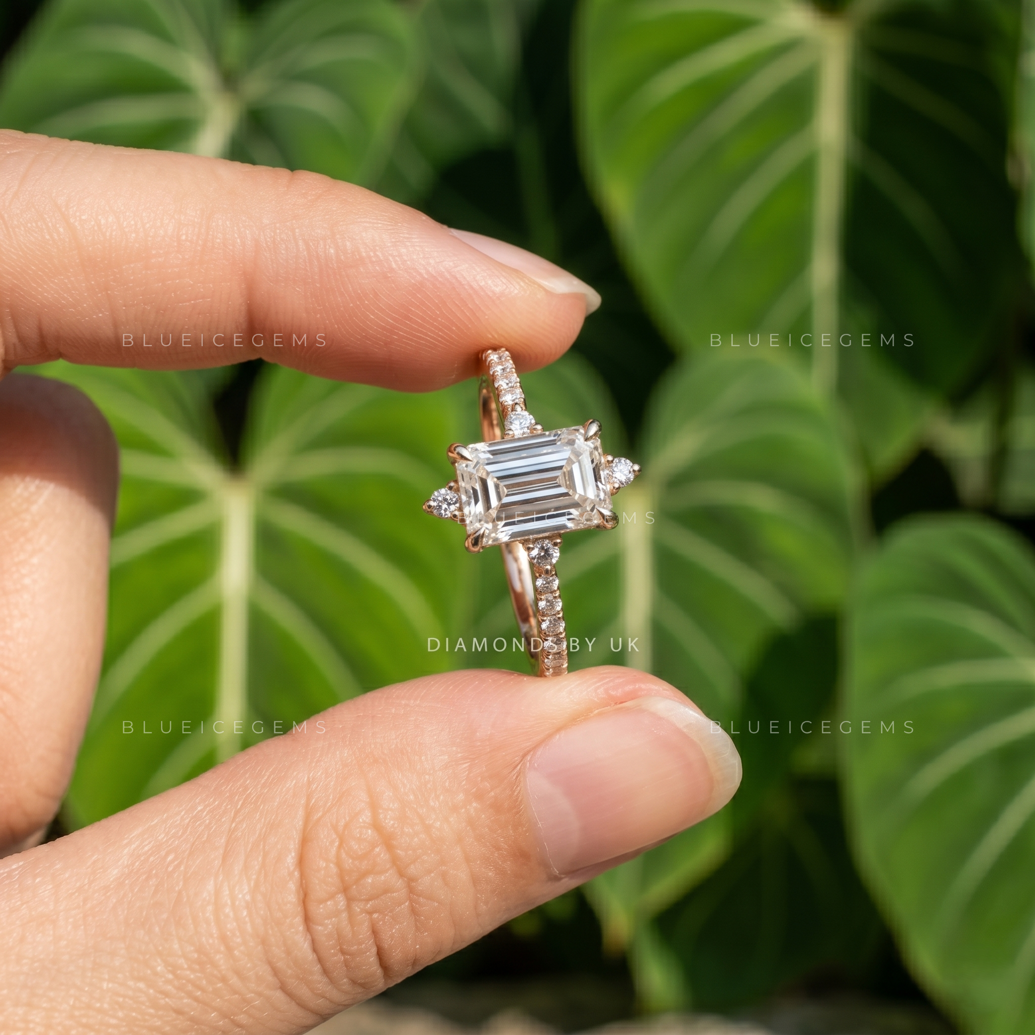 Enchanting Heritage Vintage Style Emerald Cut Engagement Ring