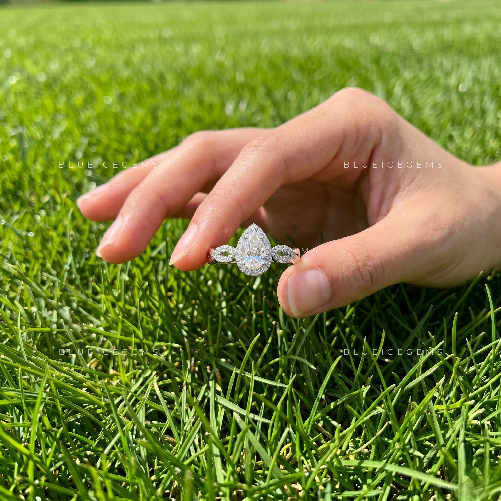Serenade Pear Cut Accent Engagement Ring