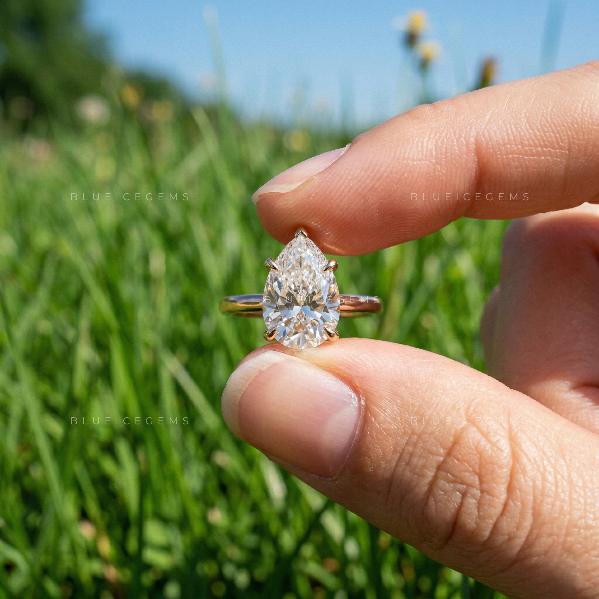 Elegant Radiance Pear Cut Solitaire Engagement Ring