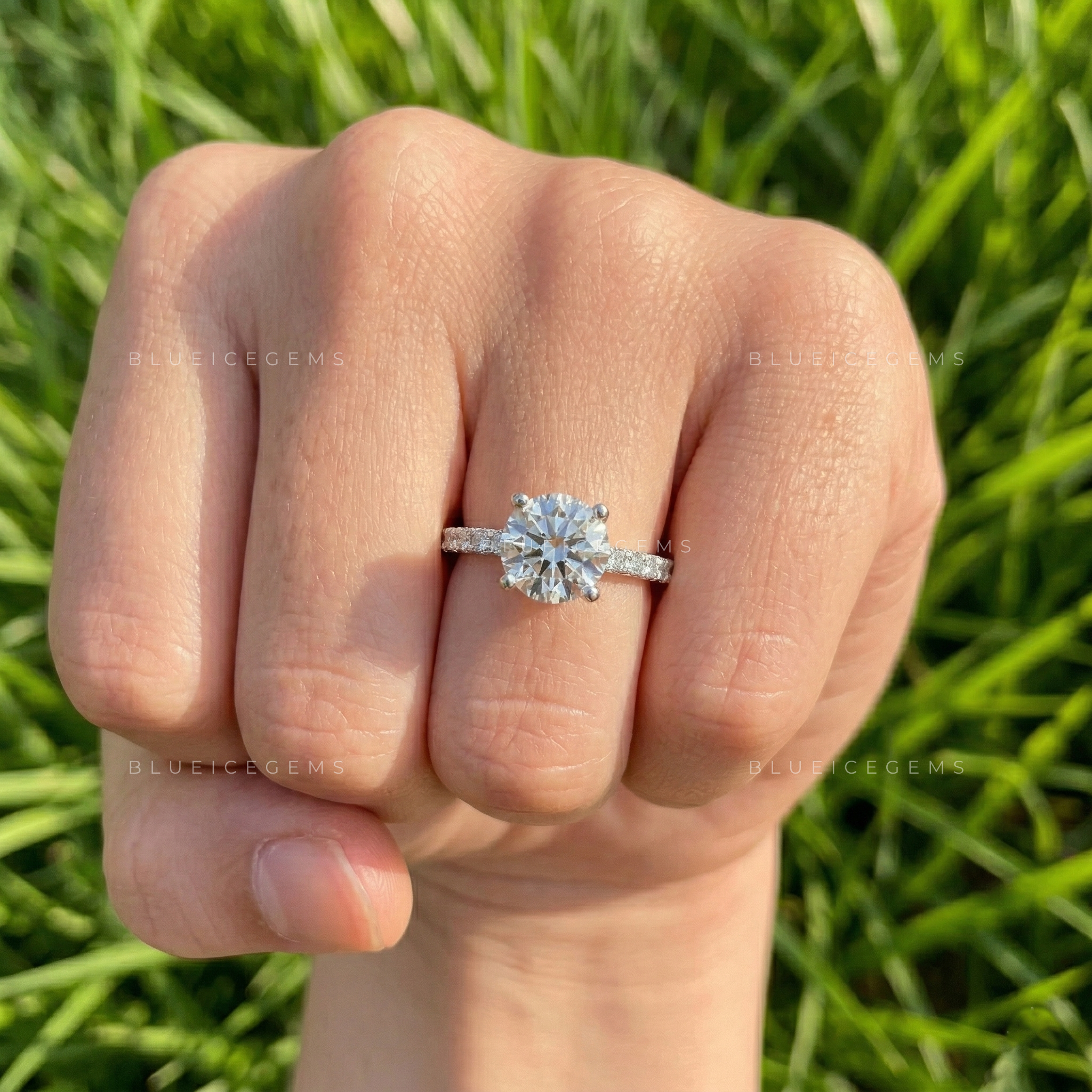 Timeless Radiance Round Cut Pavé Engagement Ring