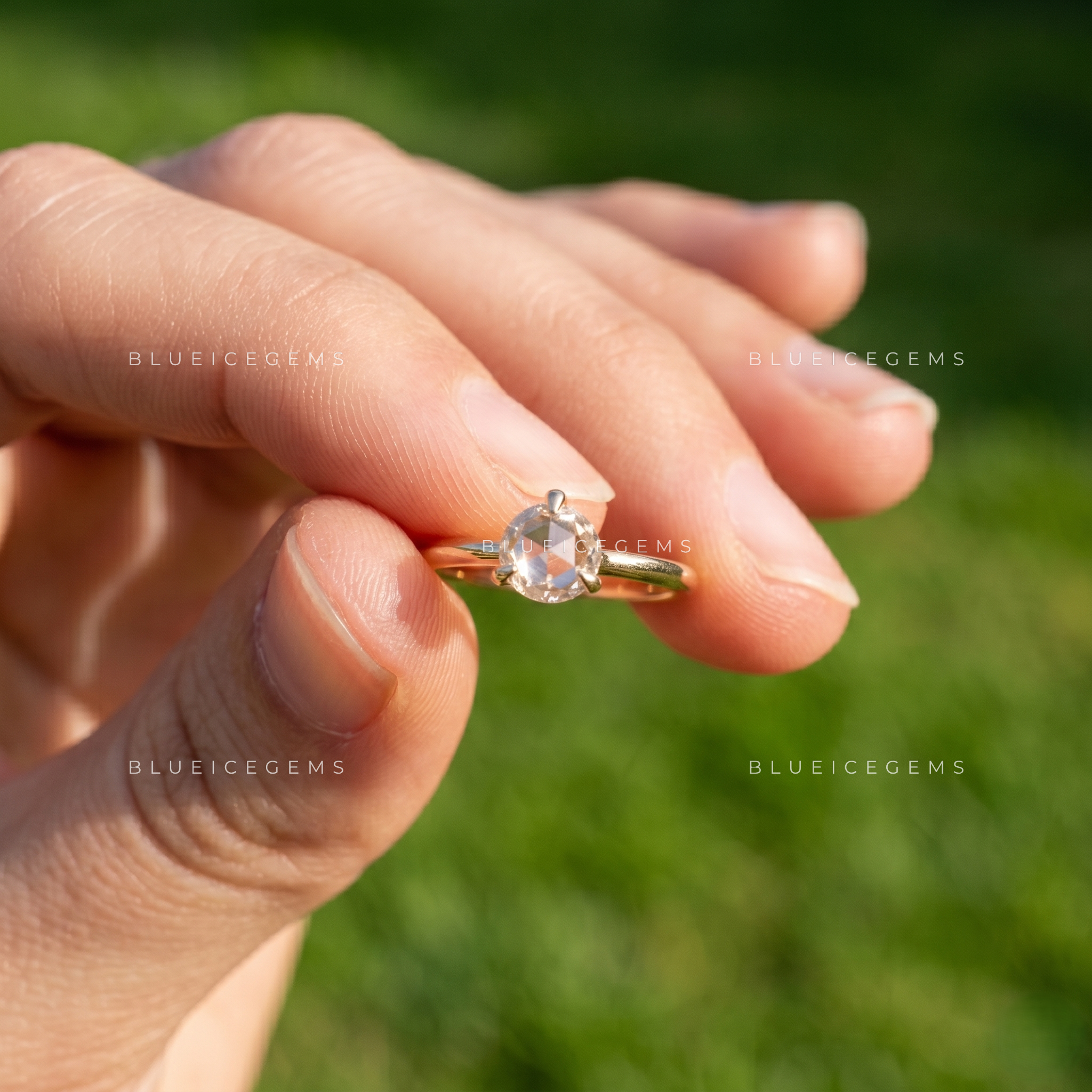 Vintage Romance Round Rose Cut Solitaire Ring