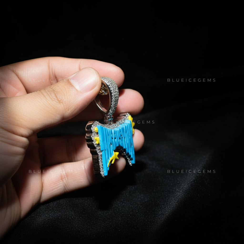 The "TAVSCUSTOMS" Cosmic Pop: Electric Blue & Shooting Star Mosaic Pendant