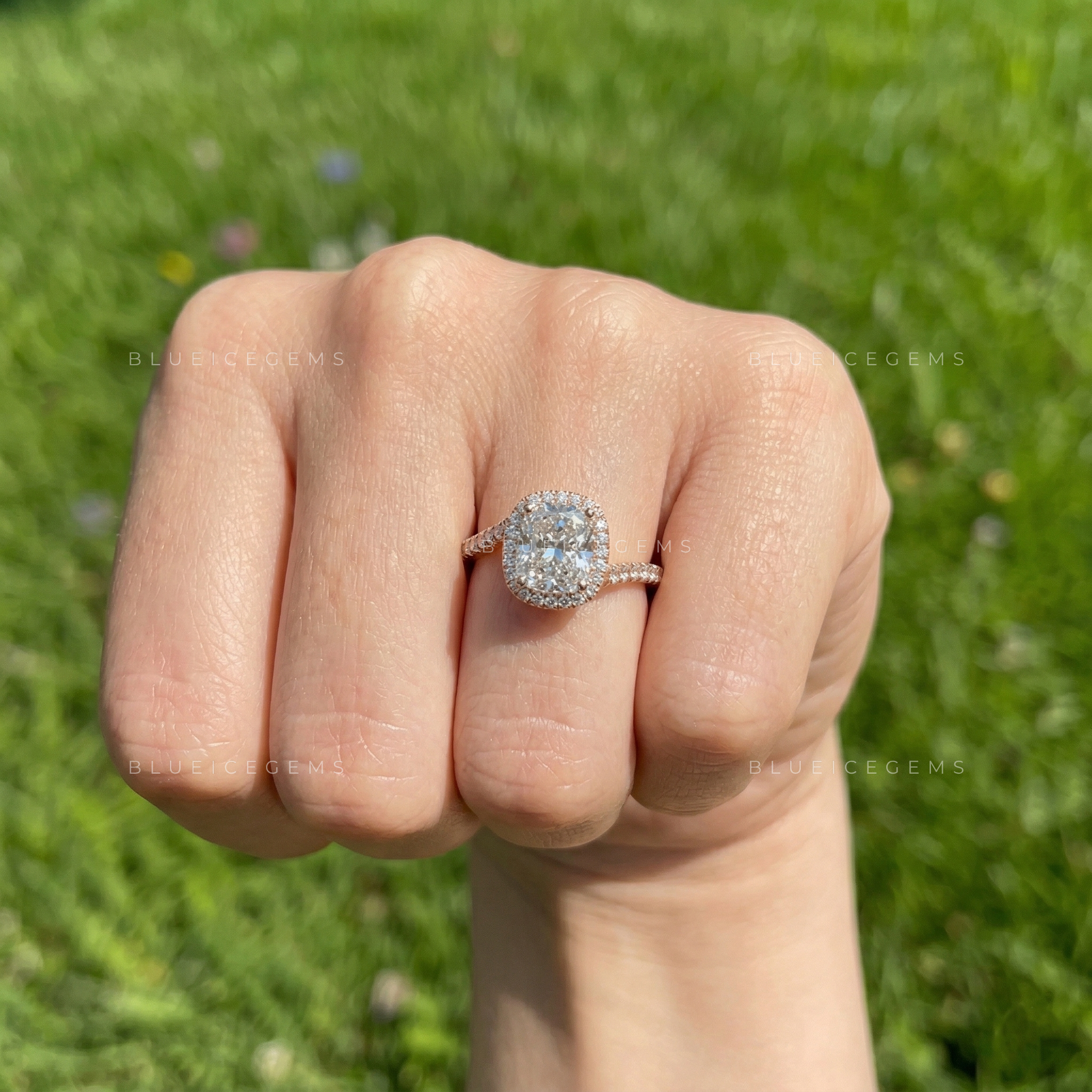 Velvet Radiance Cushion Cut Pavé Engagement Ring