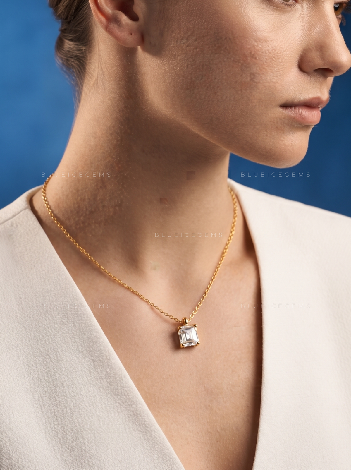 Asscher Cut Solitaire Diamond Pendant